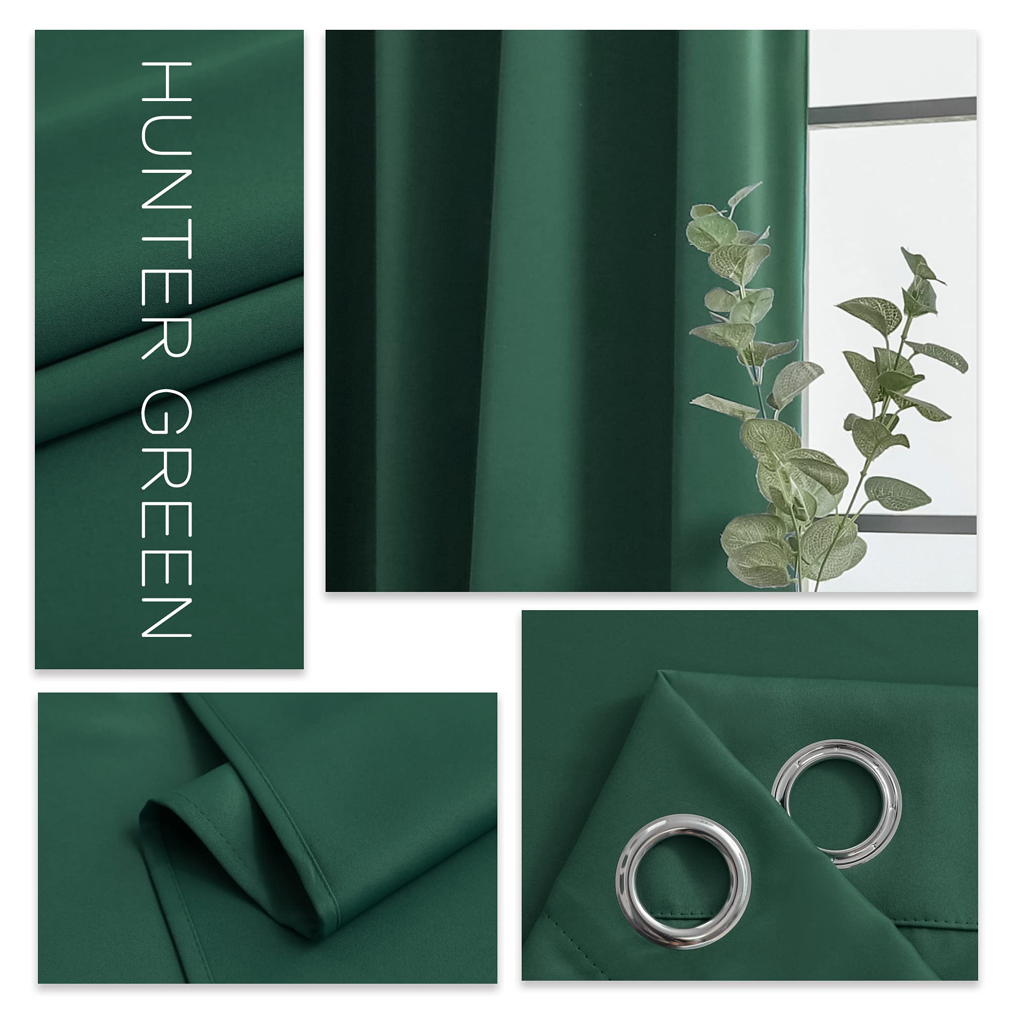YGO Blackout Valance Curtains - Hunter Green, Pack of 2 for Kitchen Windows