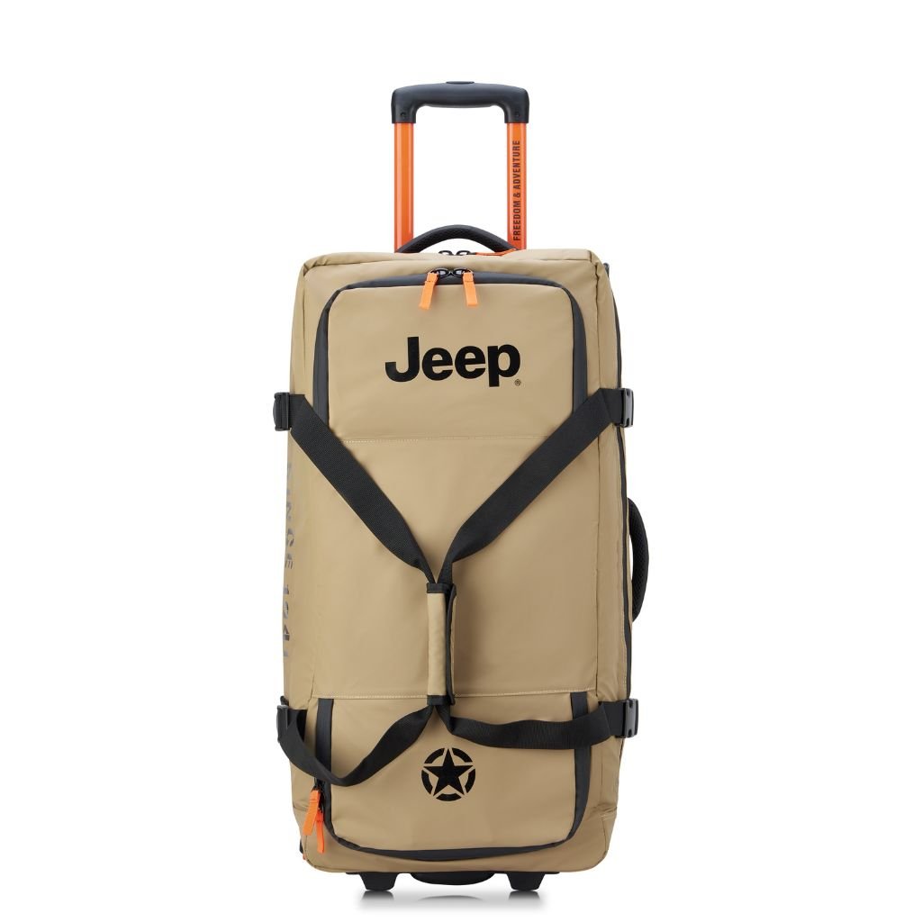 Jeep 73cm 2-Wheel All-Terrain Rolling Duffle Bag - Warm Sand | Heavy-Duty Travel Luggage for Camping, Hiking & Outdoor Adventures