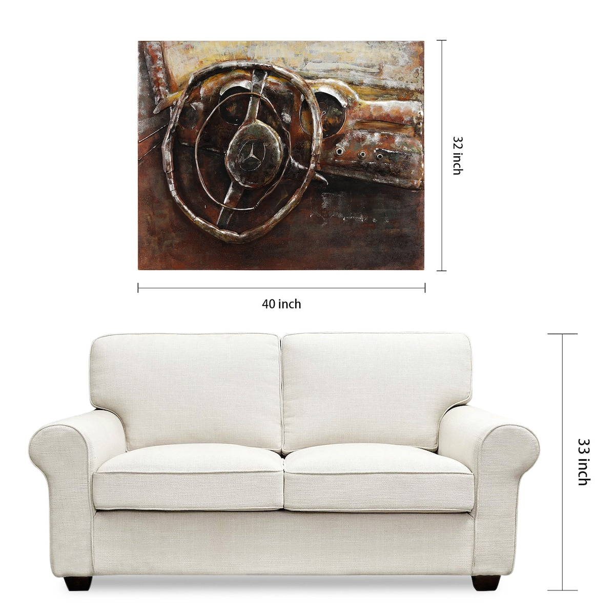 Benz Mixed Media Iron Hand-Painted 3D Wall Art - Unique Home Decor for Living Room, Bedroom & Office