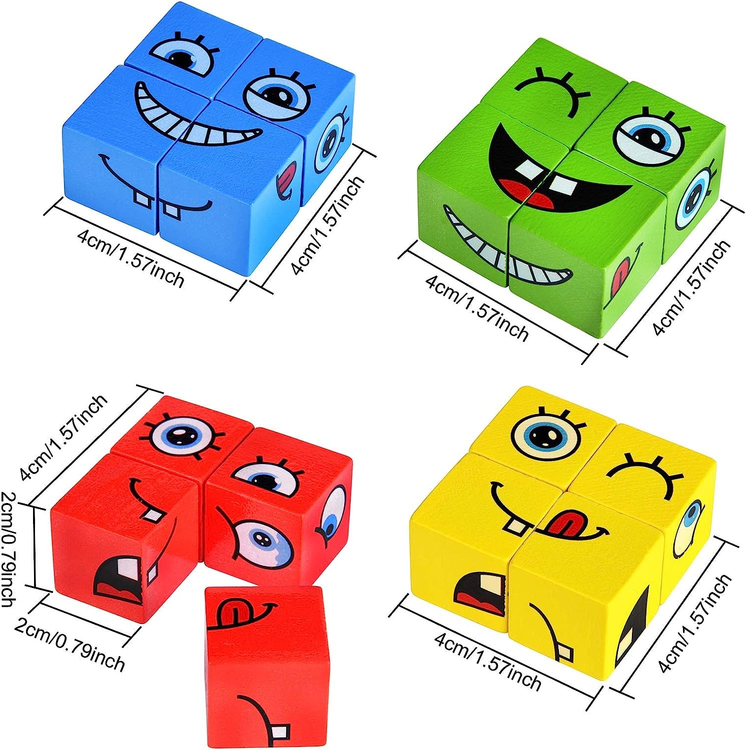 ROYCO Wooden Emoji Cube - Face Changing Expression Puzzle Game for Kids Ages 3+ | Fun Learning Toy for Emotional Development & Family Game Night