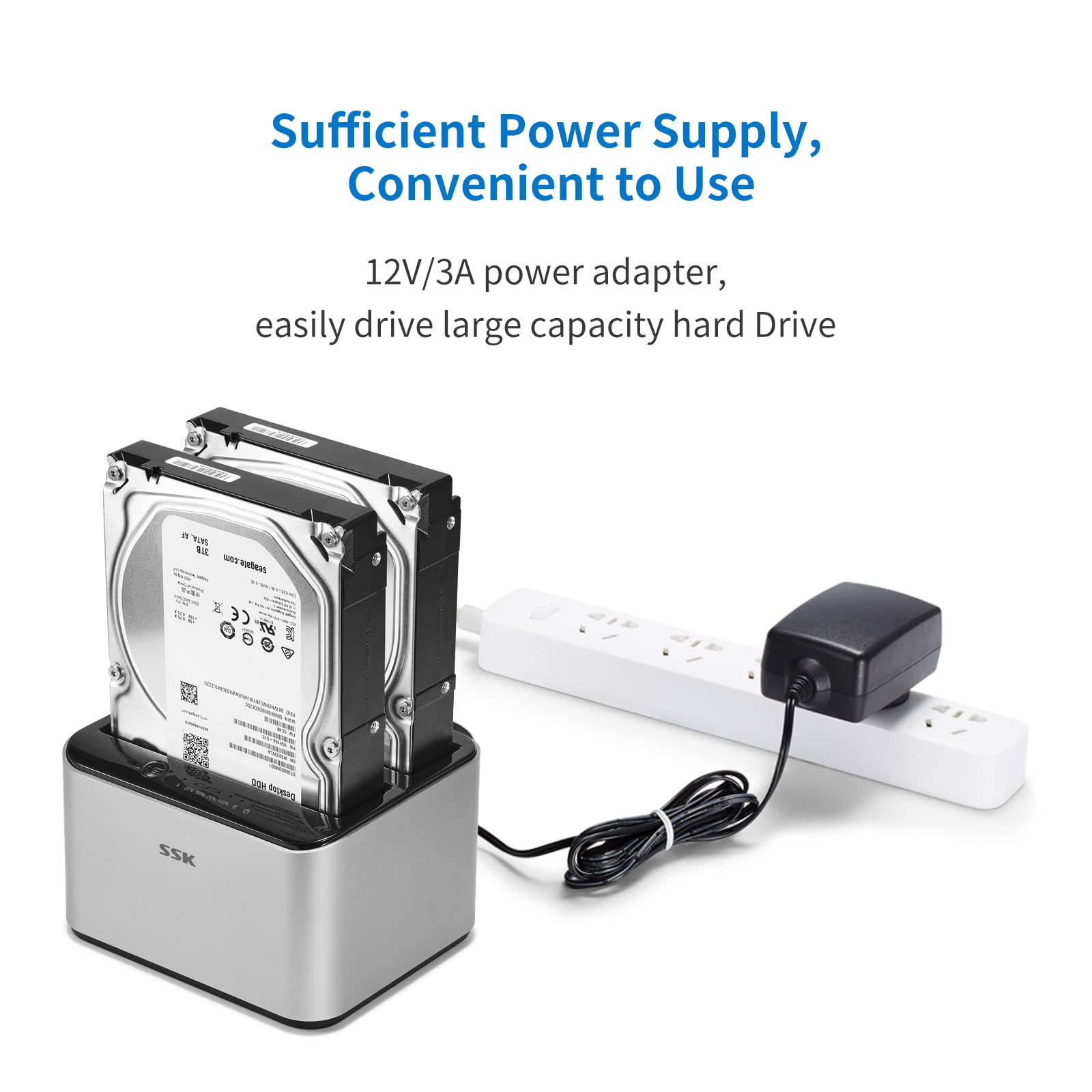 SSK USB 3.0 Dual Bay SATA to HDD/SSD Docking Station for 2.5 & 3.5 Inch Drives - Offline Cloning & Duplicator Function with UASP Support (Up to 2x20TB) - Perfect for Data Backup, Drive Cloning, and External Storage Expansion