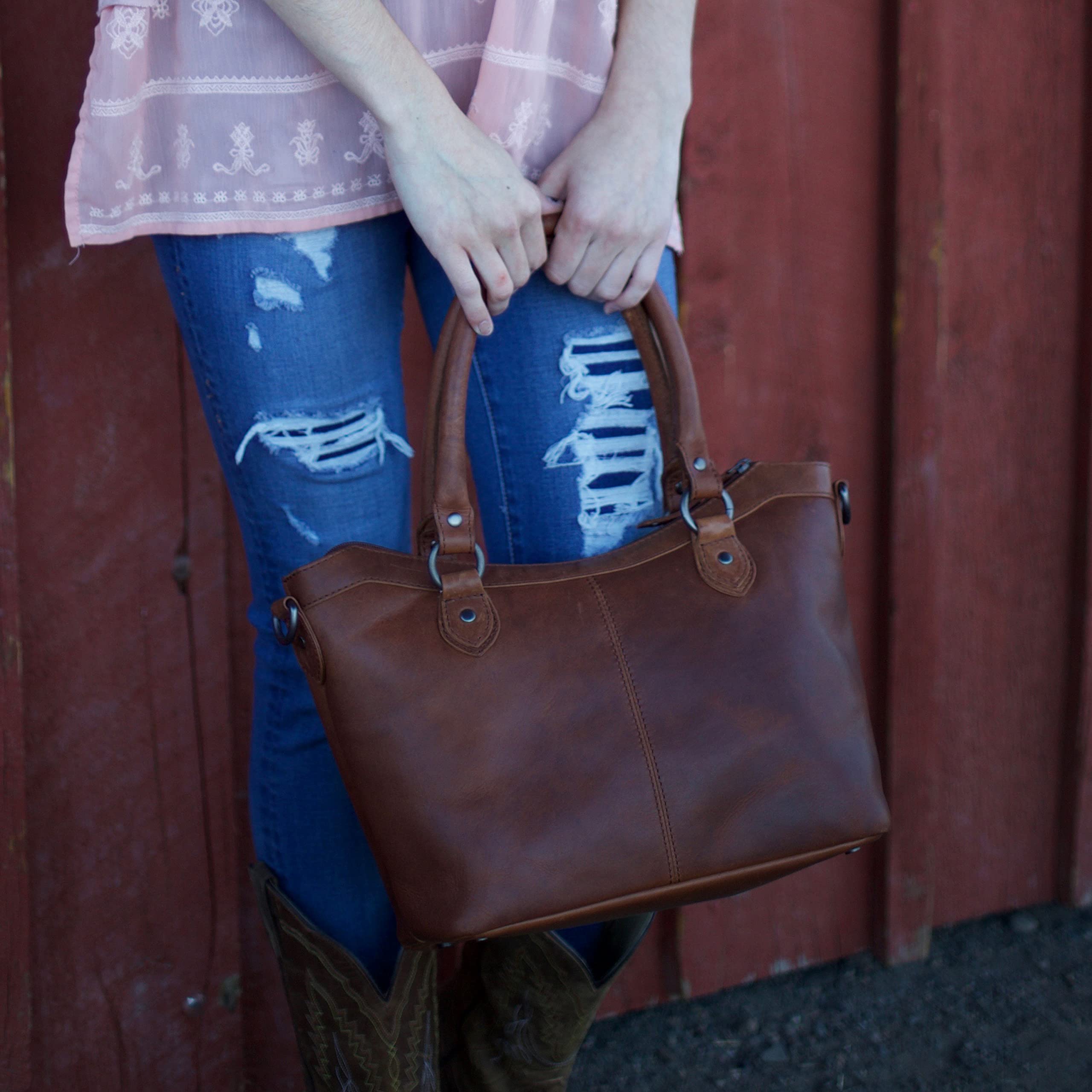 Stylish Carry Sadie Satchel - Spacious Crossbody Shoulder Bag with Universal Gun Holster & Secure Locking Zippers | Perfect for Travel, Work & Everyday Use