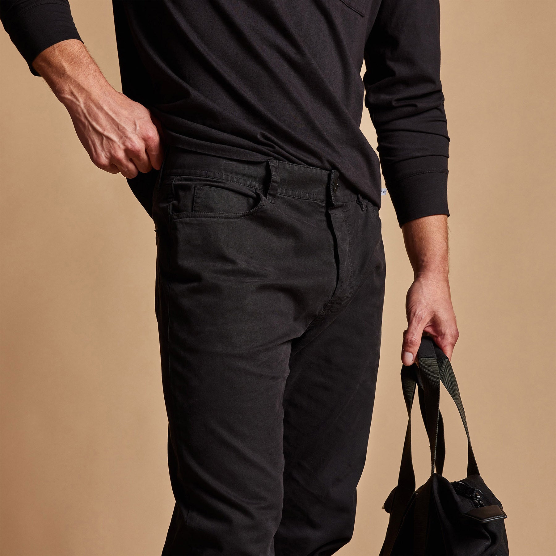 Men's Brushed Twill 5-Pocket Pants in Black - Comfortable Casual & Workwear for Everyday Wear