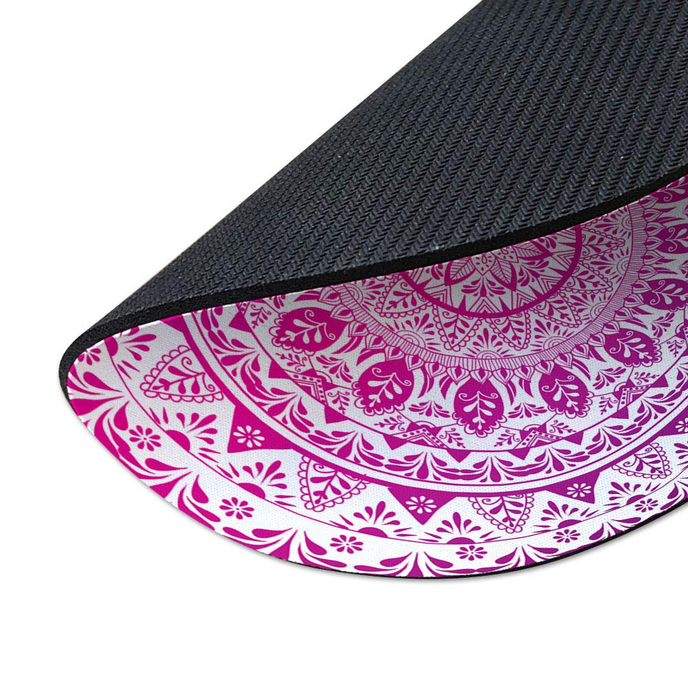 Non-Slip Round Mouse Pad - WIRESTER Purple & White Mandala Design for Home Office, Gaming & Work Desk | Perfect for Computer, Laptop & PC Users