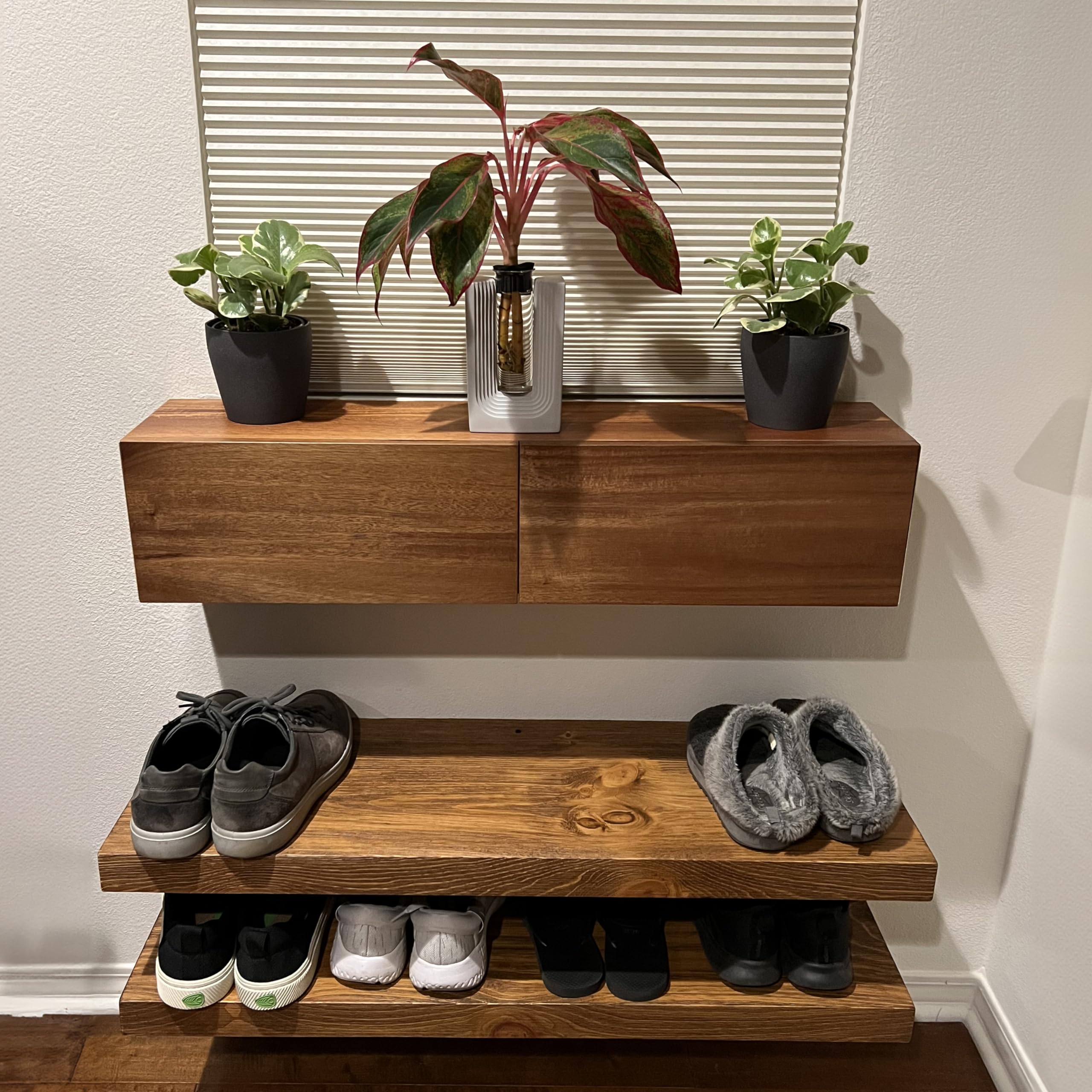 Joel's Antiques - 36 Inch Natural Wood Floating Shelves for Wall - Heavy Duty Rustic Wall Shelves (36x12x2 Inches) - Perfect for Bedroom, Living Room, Kitchen Decor - Farmhouse Style Home Organization & Display Shelf