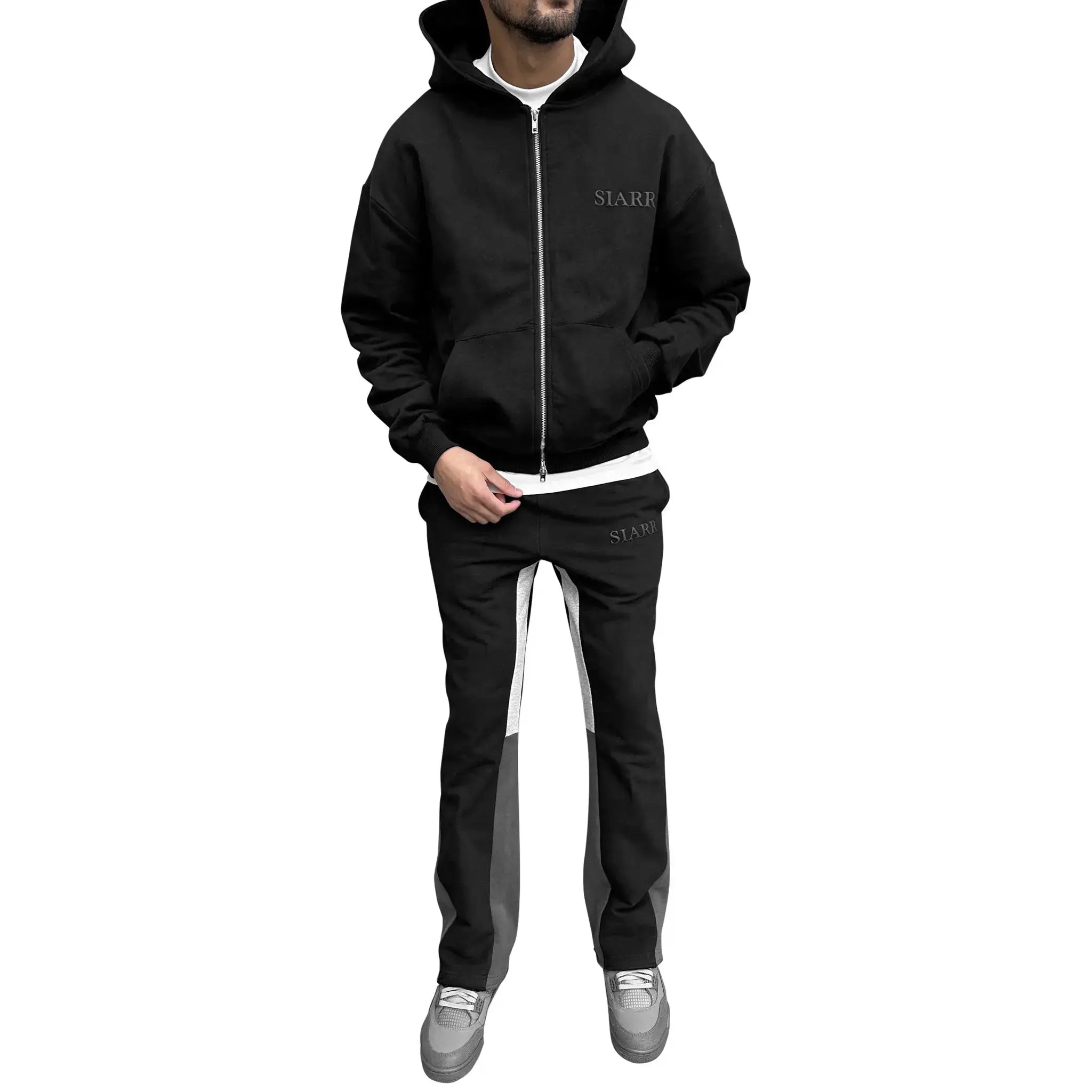 SIARR Black Zip Up Hoodie for Men & Women - Stylish Lightweight Fleece Jacket with Front Pockets - Perfect for Casual Wear, Gym, and Outdoor Activities