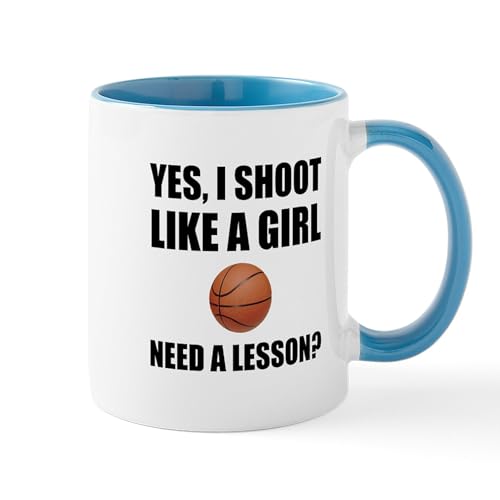 White/Blue Inside - Like A Girl Basketball Mugs