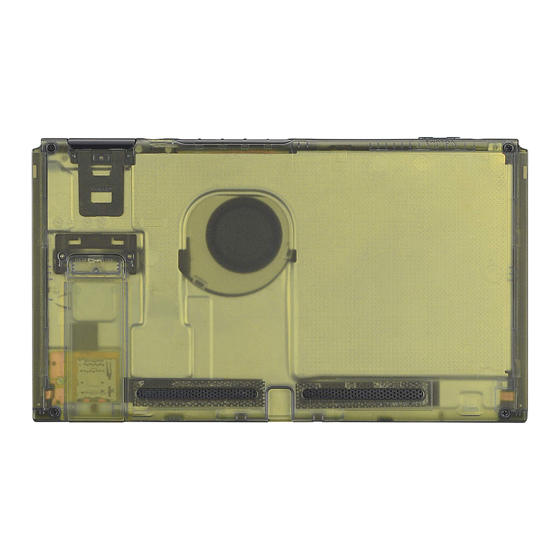 eXtremeRate Amber Yellow Nintendo Switch Back Plate Replacement - DIY Housing Shell Case with Kickstand (JoyCon Not Included) | Perfect for Console Customization & Protection