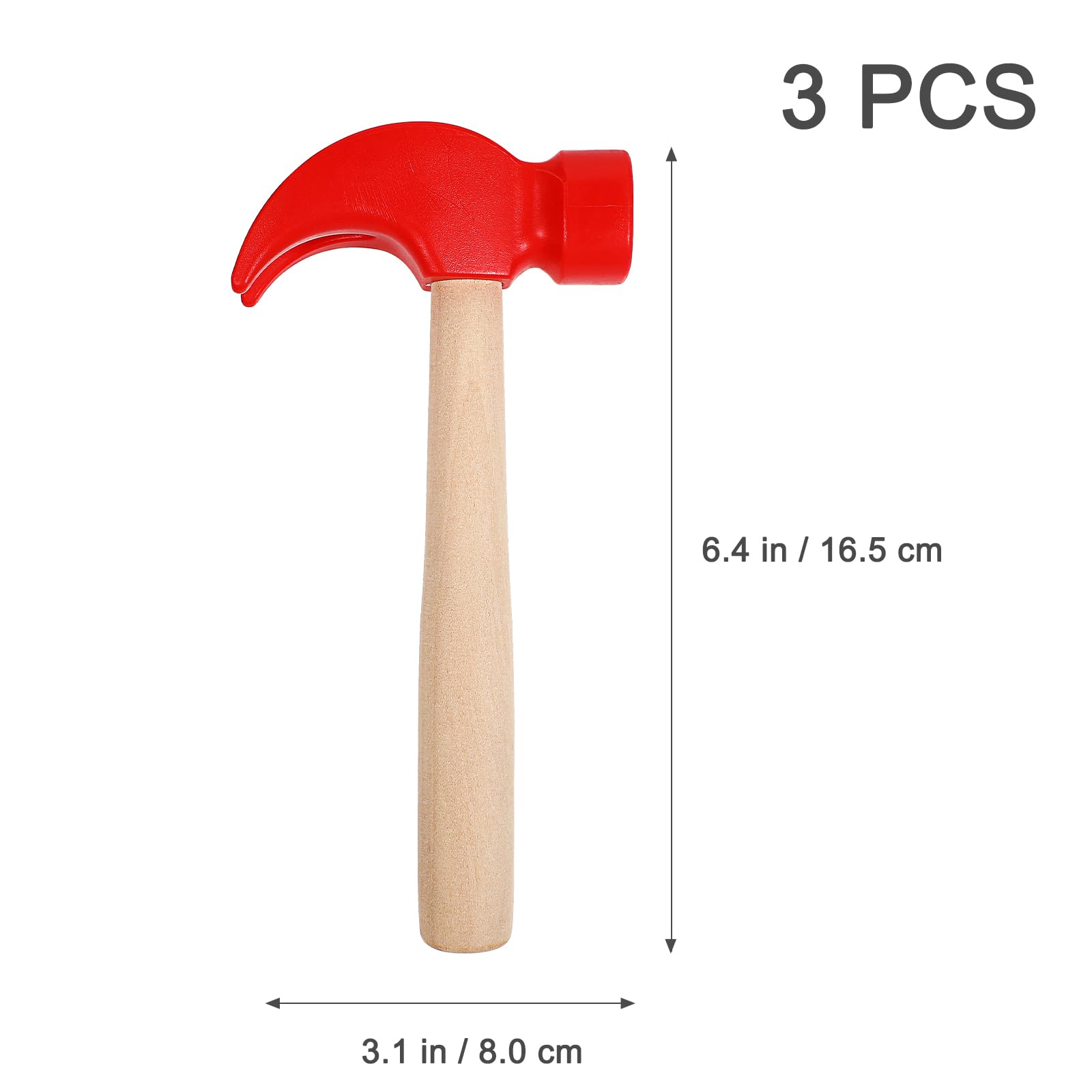 Toddmomy 3Pcs Wooden Hammer Toy Set - Kids Pretend Play Tool Kit with Realistic Design for Early Learning & Role Play | Perfect for Toddler DIY Projects, Home Repair Pretend Games & Montessori Education