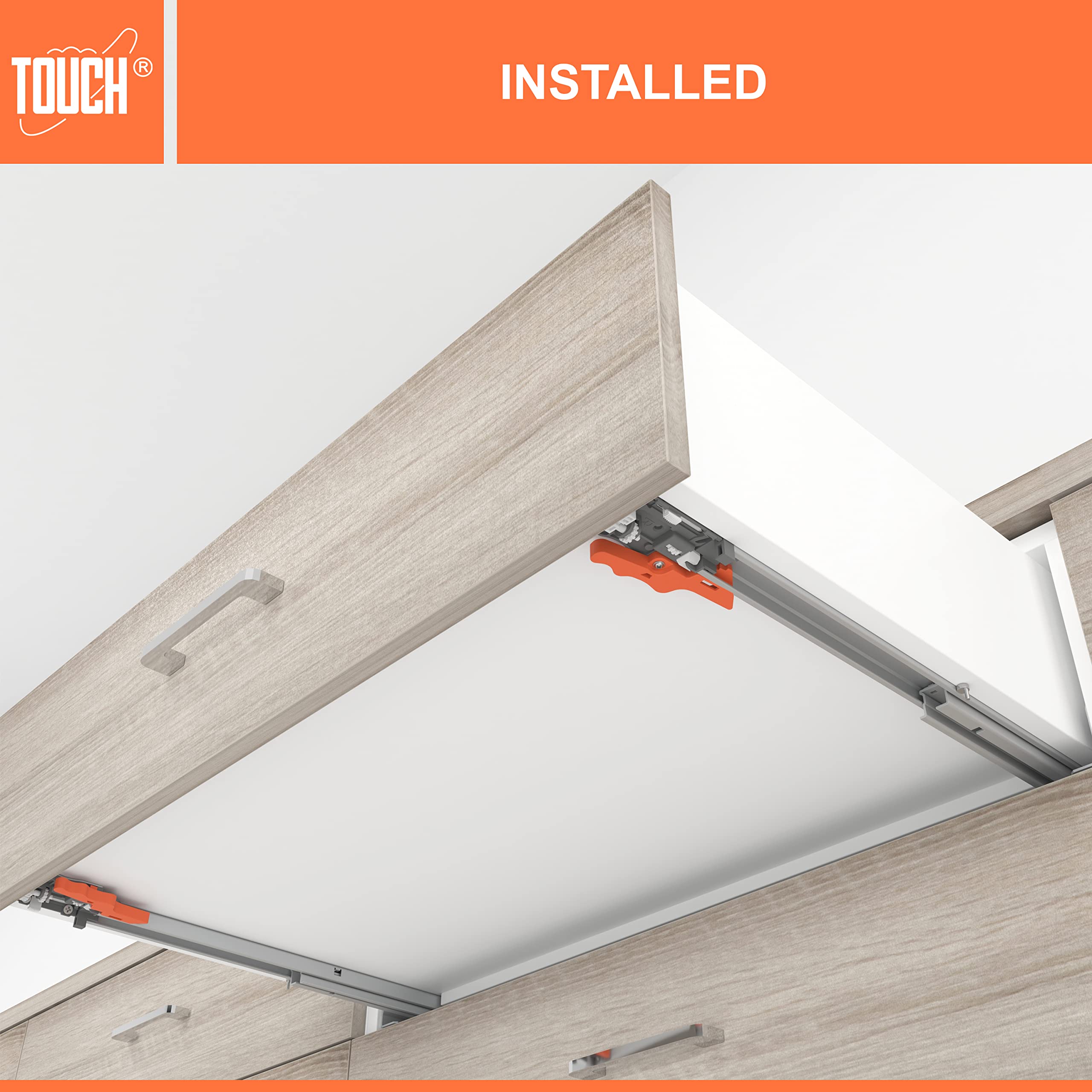 TOUCH Undermount Drawer Slides - Self-Soft Close (5 Pairs, 21 Inch/533mm) for 1/2 & 5/8 Inch Side Panels - Kitchen Cabinet Concealed Drawer Track Guide - Bottom Mount - 75 LB Capacity - 3D Adjustable Lock Device - Perfect for Kitchen Renovation & Cabinet Organization