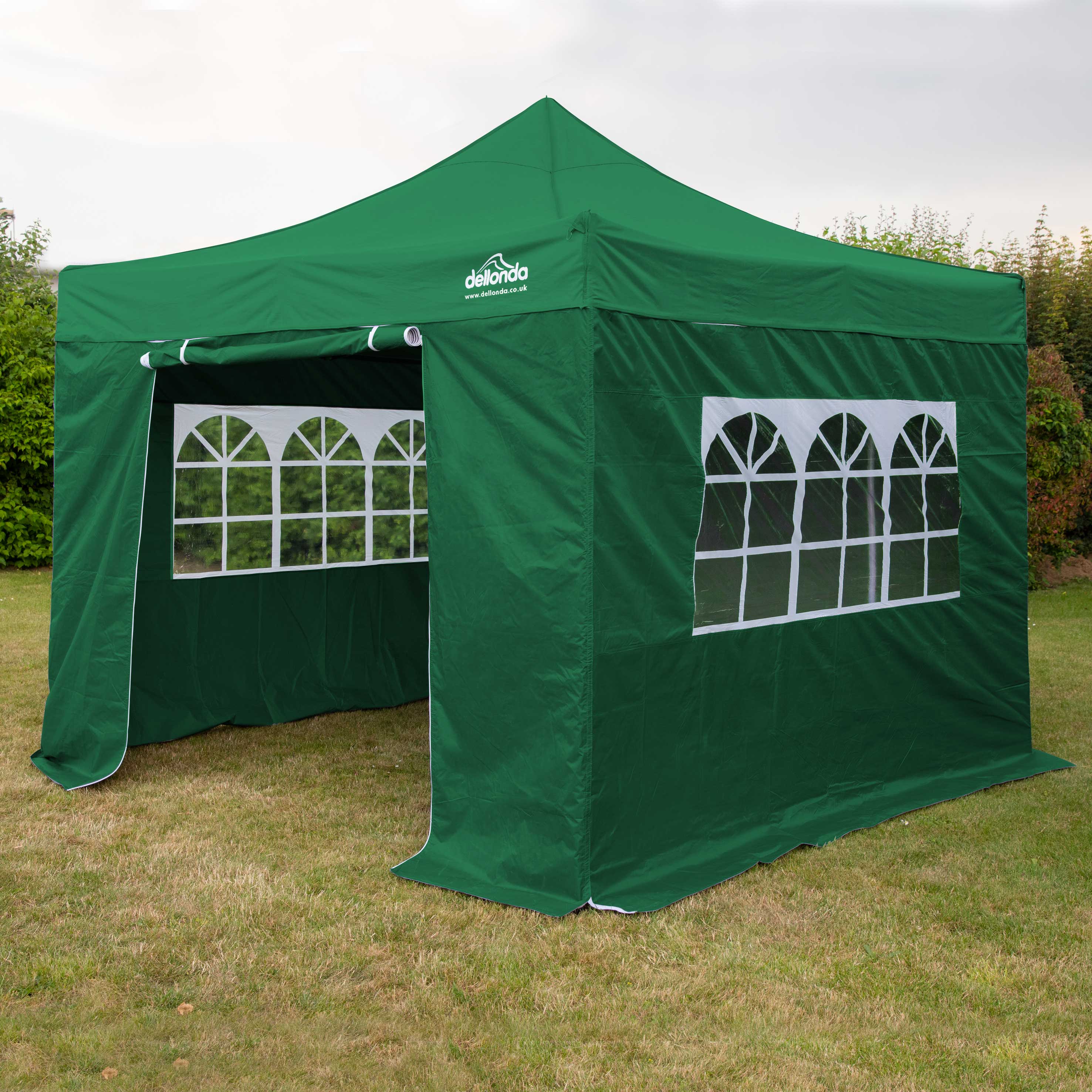 Premium 3x3m Pop Up Gazebo with Waterproof Side Walls - Portable Canopy Tent with Carry Bag, Stakes & Weight Bags - Green (DG166) - Perfect for Camping, Backyard Parties & Outdoor Events