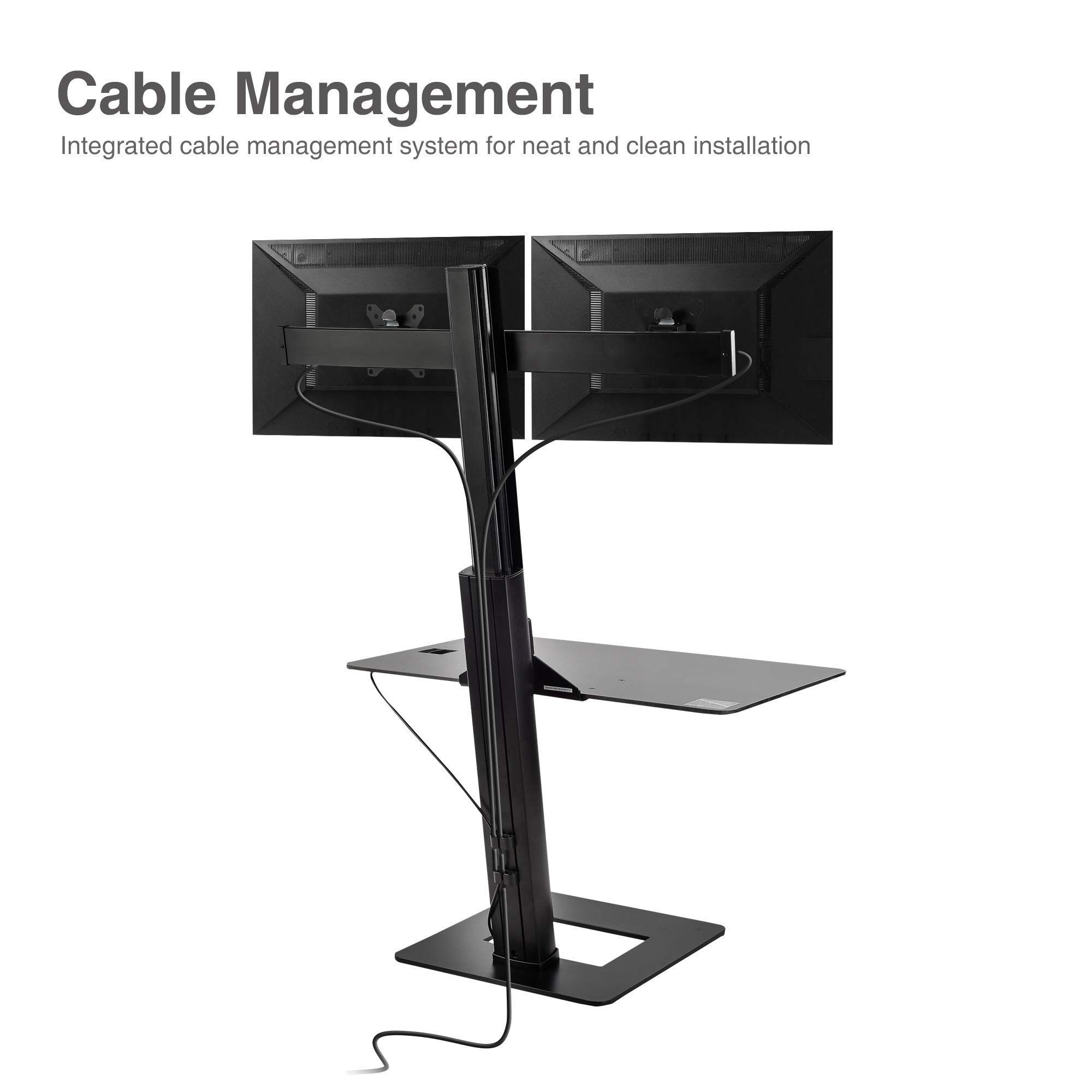 SIIG Dual Monitor Adjustable Motorized Stand with Laptop Tray - Supports 17