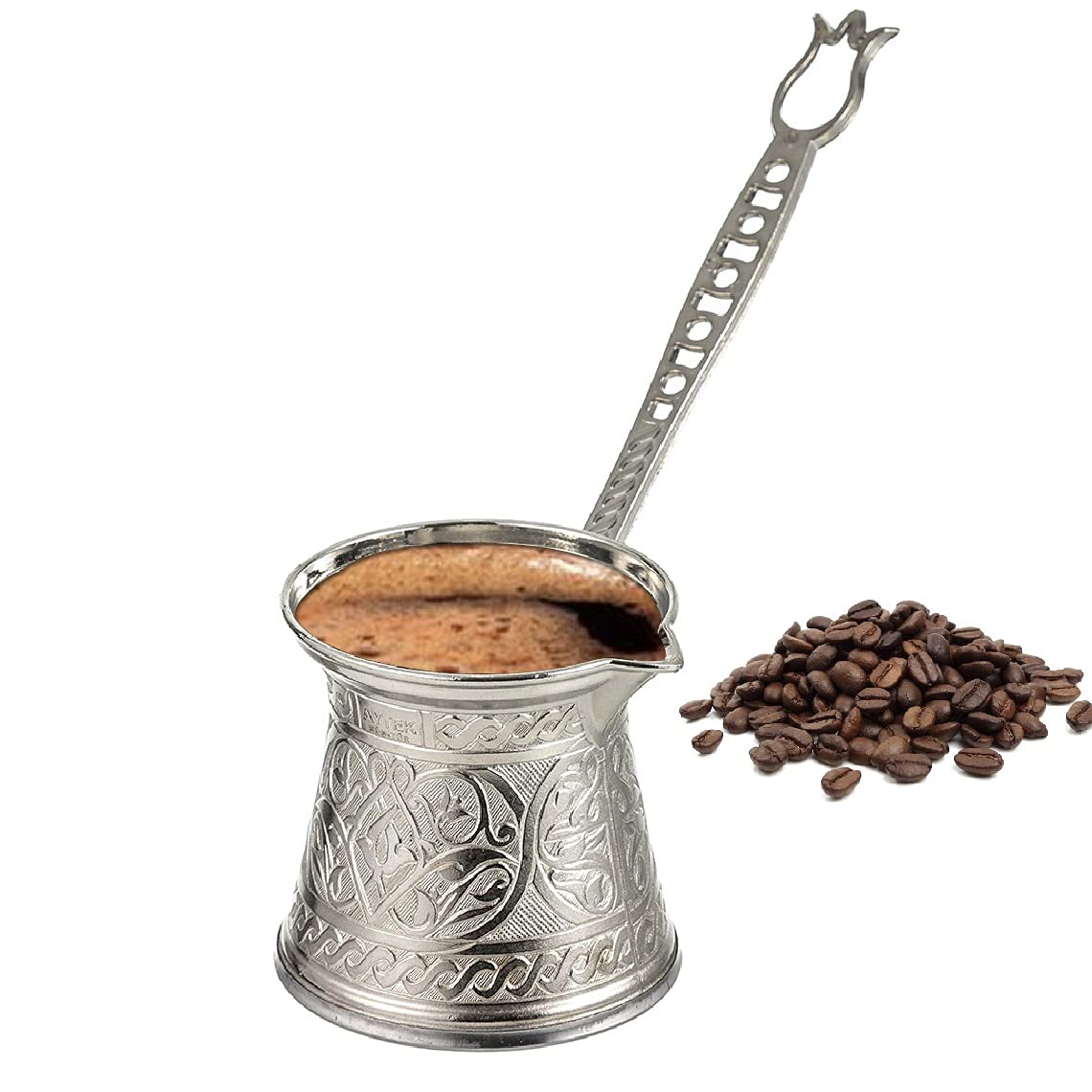 Premium Turkish Coffee Pot - 1 Silver Cezve/Ibrik for Authentic Brewing | Stovetop & Camping Coffee Maker | Perfect for Home, Office & Outdoor Use