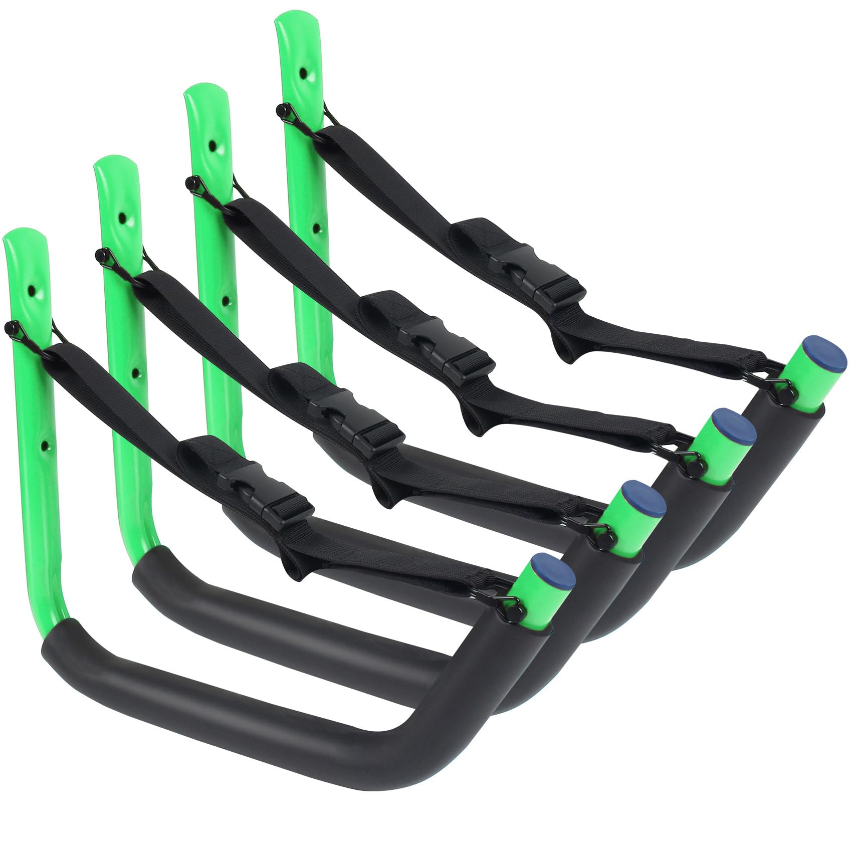 Heavy Duty Kayak Wall Mount Storage Rack with Straps - 100 LB Capacity Kayak Hanger for Garage, Paddle Boards, Surfboards, Bikes, Ladders, SUP & Snowboards - Space Saving Organization for Outdoor Gear (4 Pack) - Perfect for Garage, Shed or Boat House Storage