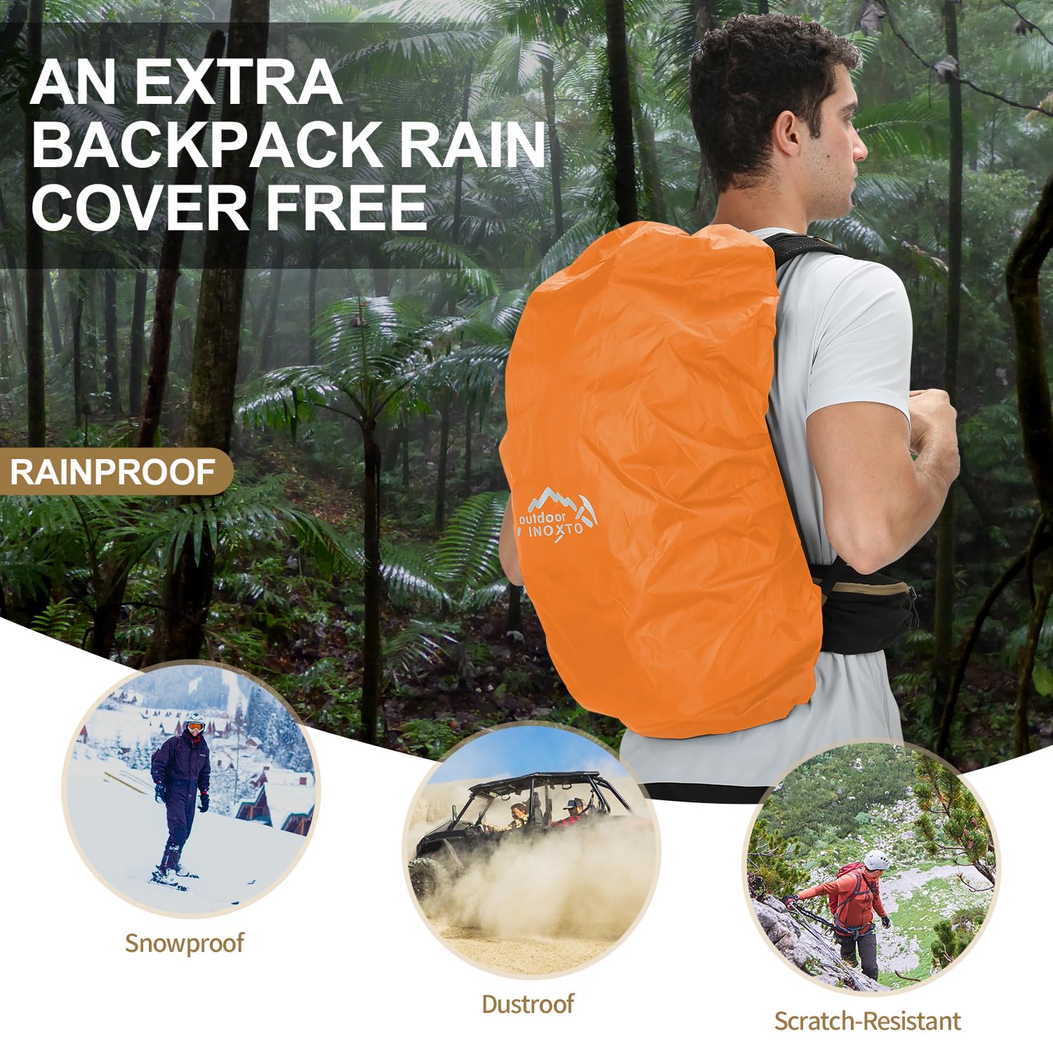35L Waterproof Hiking Backpack with 3L Hydration Bladder & Rain Cover - Lightweight Daypack for Camping, Trekking & Outdoor Adventures - Perfect for Men & Women Travelers (Khaki)