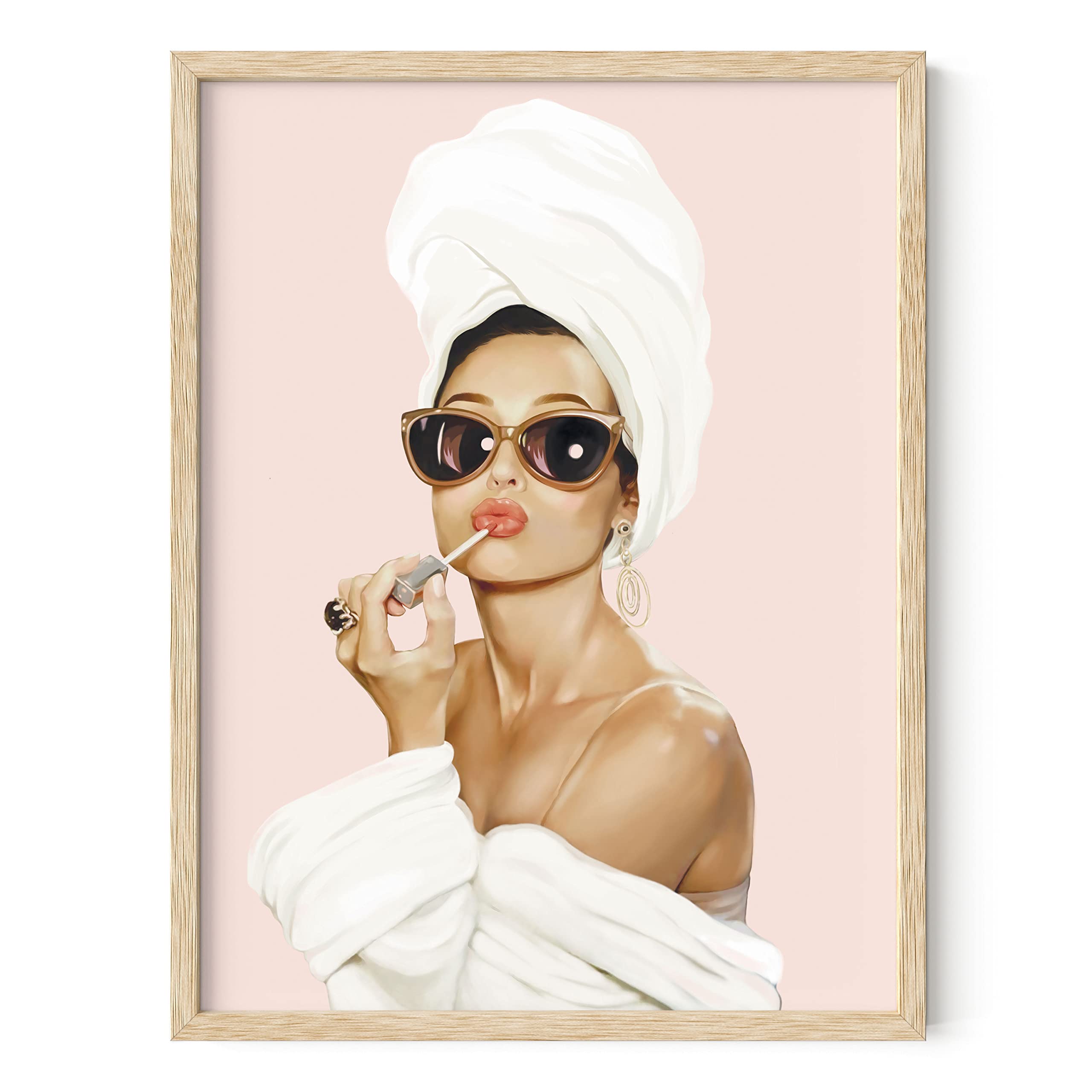 HAUS AND HUES Audrey Hepburn Wall Art Poster - Vintage Hollywood Decor with Beige Frame (12x16 inches) - Perfect for Living Room, Bedroom, Office & Vanity Room Decor