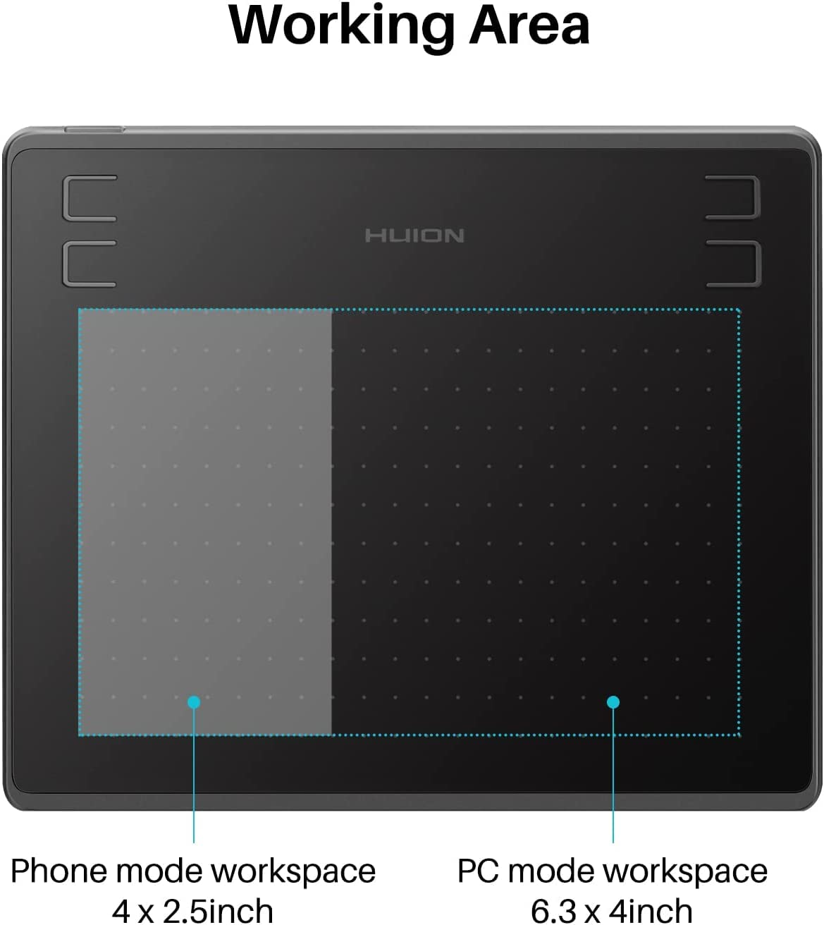 HUION HS64 Drawing Tablet with Battery-Free Stylus - 8192 Pressure Sensitivity for Digital Art, Painting & Design - Compatible with Windows, Mac, Android & Linux - Perfect for Beginners, OSU Gaming, and Professional Graphic Design (Black)