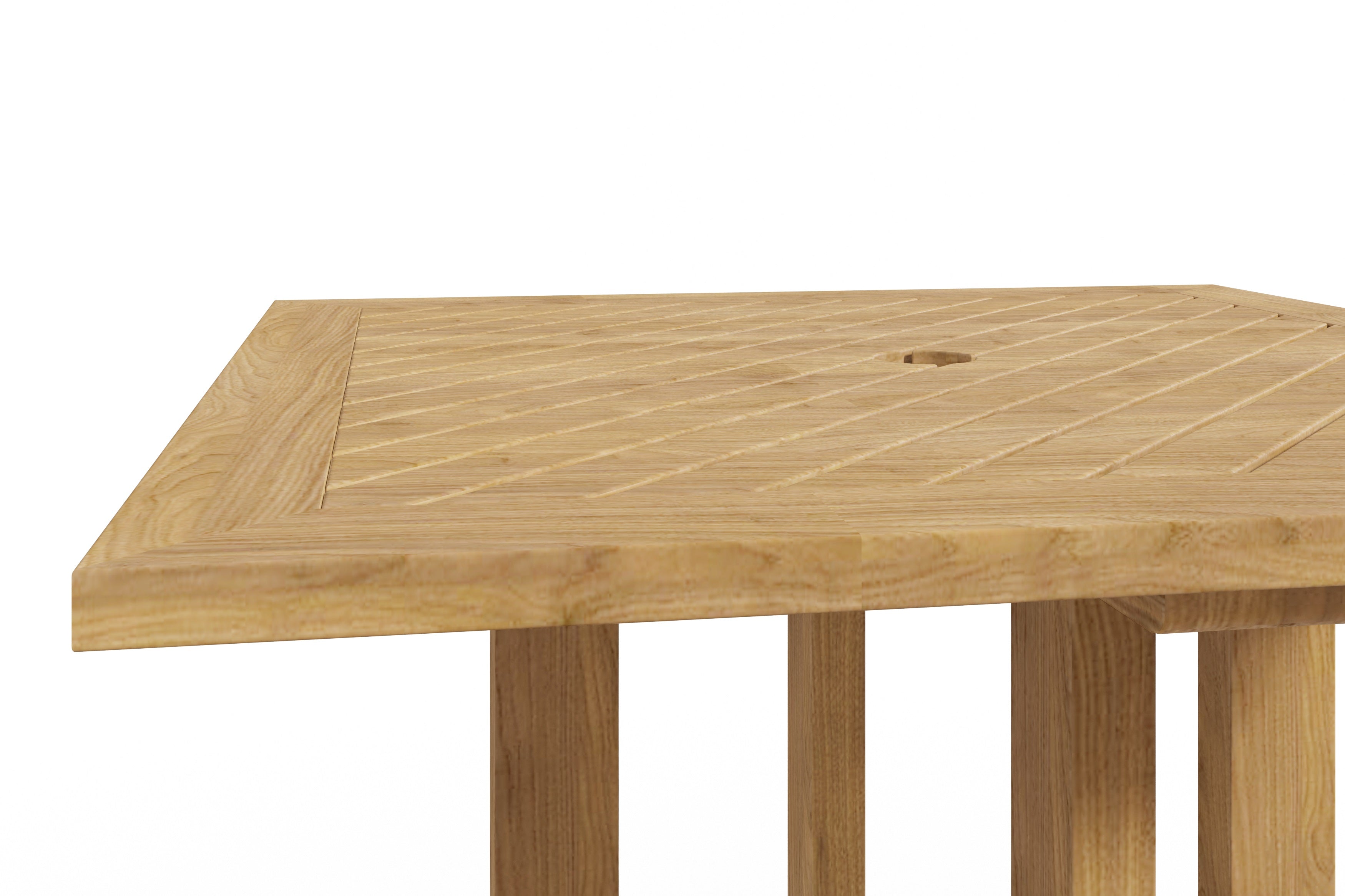 **Michele Square Teak Outdoor Bar Height Dining Table with Umbrella Hole – Perfect for Patio, Deck, and Poolside Entertaining**