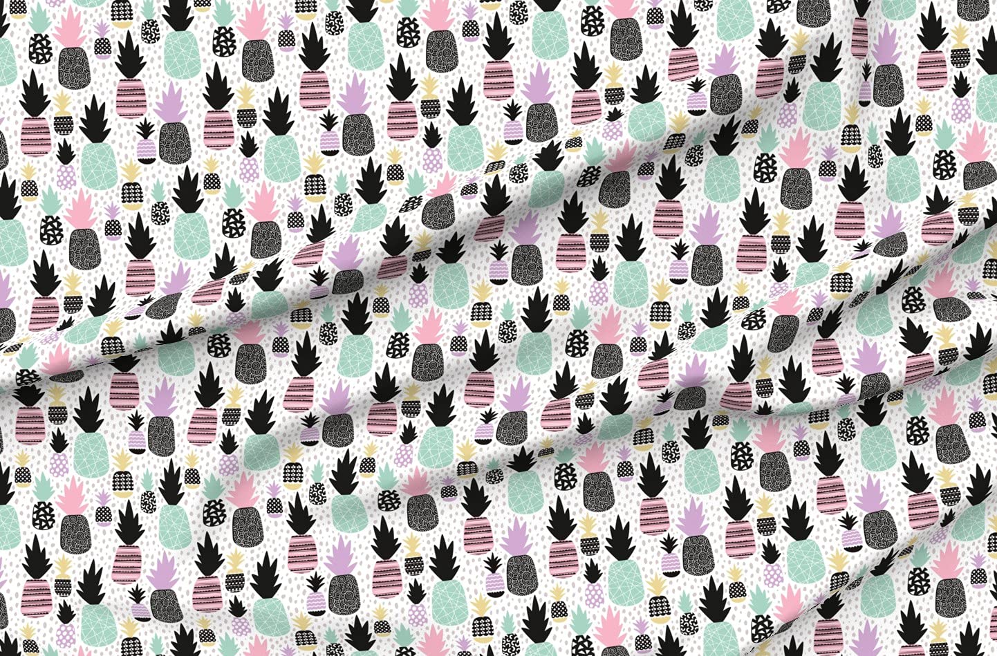 Pastel Tropical Hawaiian Pineapple Printed Minky Fabric - Soft & Cute Kawaii Fruit Design for Baby Blankets, Quilt Backing, Sewing Projects - Perfect for DIY Crafts, Girls' Room Decor & Summer Fashion