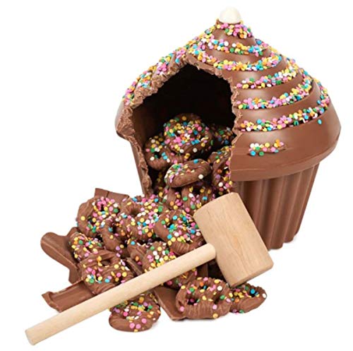 Dylan's Candy Bar Bash Cake Chocolate 2 Lb - Chocolate Cupcake Filled with Mini Milk Chocolate Covered Pretzels | Sweet & Savory Table Top Chocolate Piñata | Perfect for Holidays, Birthday Parties & Celebrations | Great for Dessert Tables, Gift Giving & Special Occasions