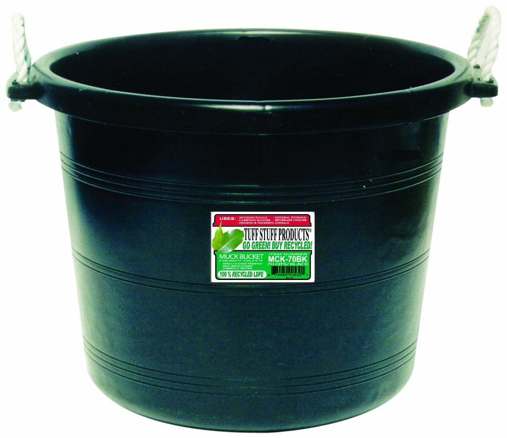 Tuff Stuff Products MCK70BK 70-Quart Heavy Duty Muck Bucket - Black - Ideal for Farm, Stable, Construction & Outdoor Cleaning Tasks