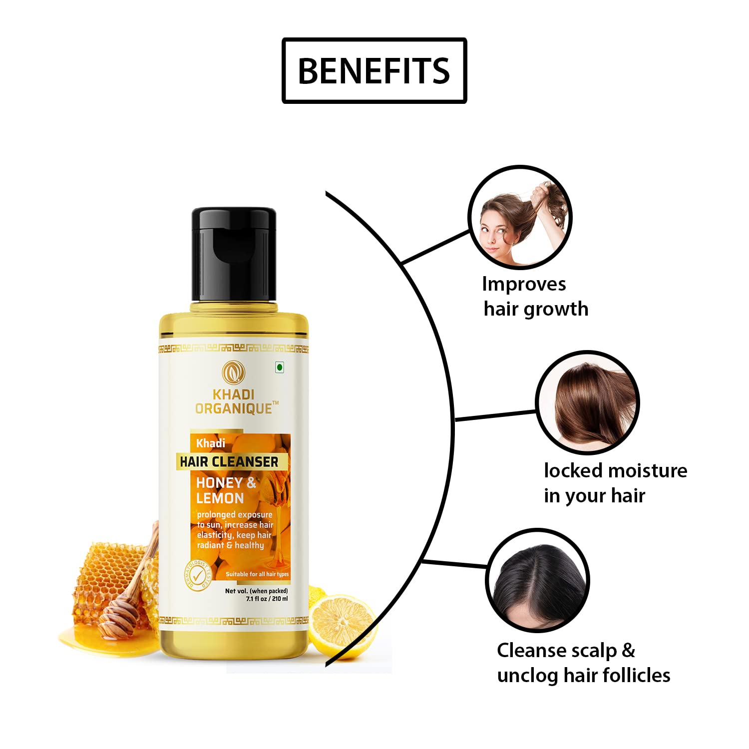 Khadi Organique Honey & Lemon Juice Hair Cleanser Shampoo - Pack of 2 (420ml) - Natural & Organic Hair Care for Dry & Damaged Hair - Perfect for Daily Use & Scalp Nourishment