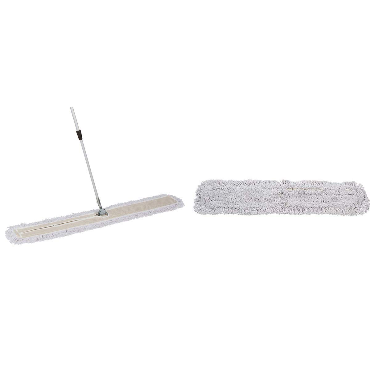 60 Inch Dust Mop with Extendable Metal Handle & Refill Bundle - 1 Mop Set + 1 Replacement Pad - Perfect for Hardwood Floors, Tile & Large Area Cleaning
