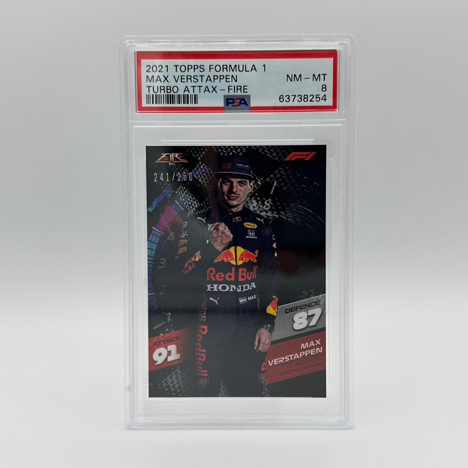 PSA 8 Graded Max Verstappen 1/250 Limited Edition Fire Card - Perfect for F1 Collectors, Racing Fans & Sports Memorabilia Enthusiasts