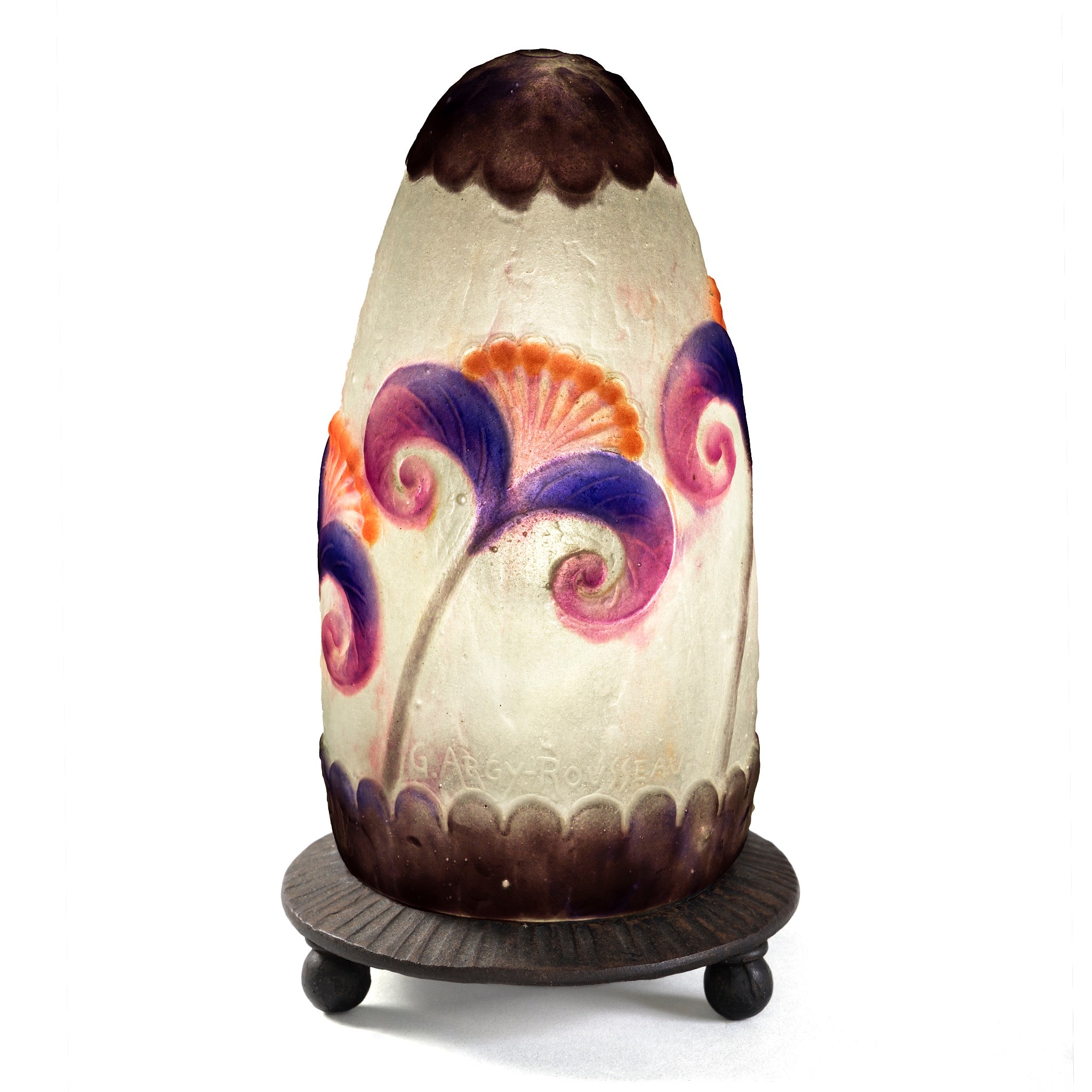 Gabriel Argy Rousseau Pâte de Verre Papyrus Night Light - Handmade Glass Table Lamp for Bedroom, Nursery & Home Decor - Perfect Night Light for Kids Room, Reading Corner & Cozy Ambiance