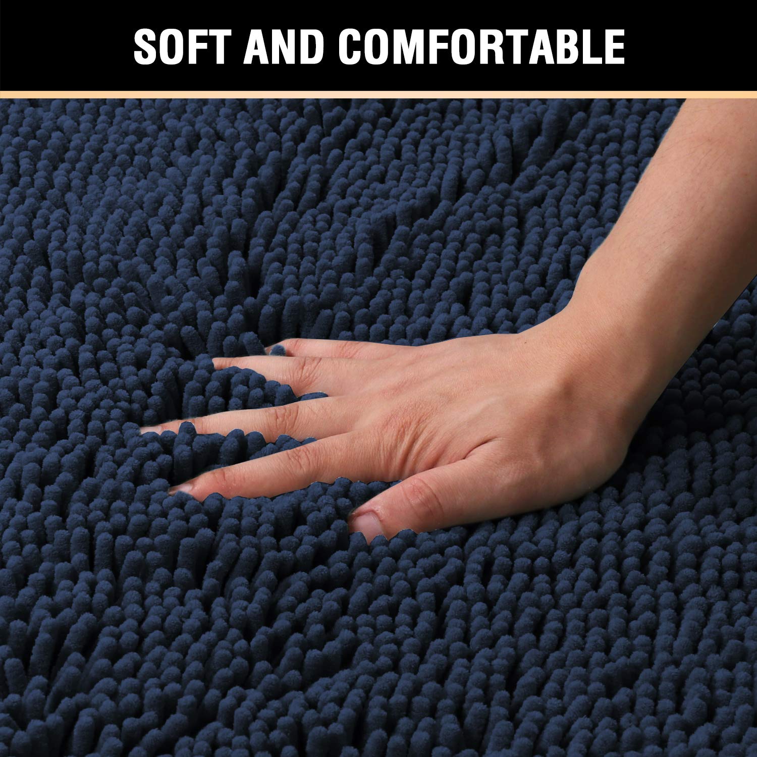 Premium Non-Slip Navy Chenille Bath Mat 36