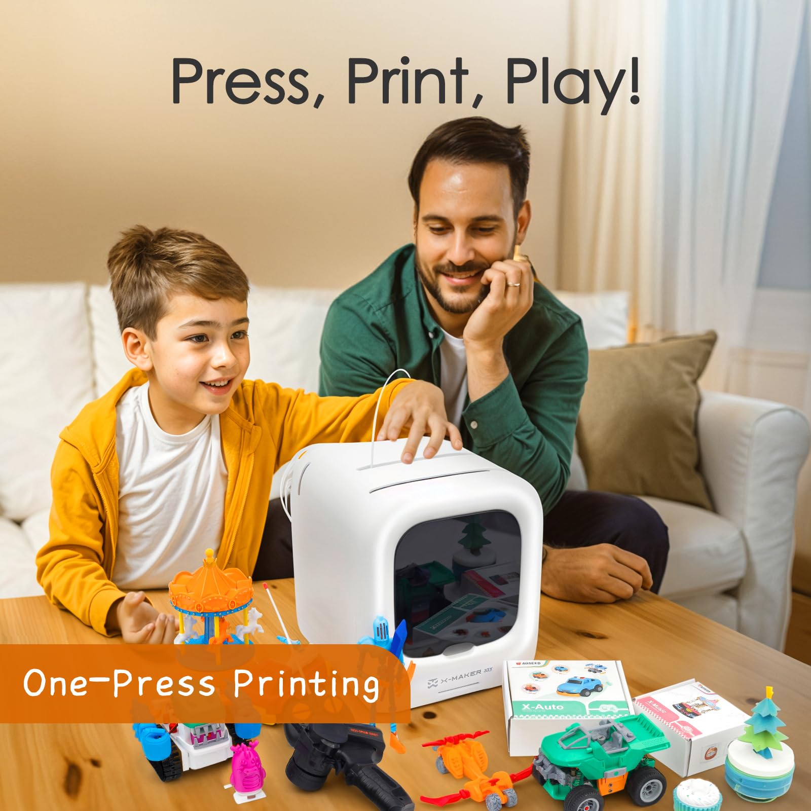 X-Maker Joy 3D Printer for Kids & Beginners - High Precision Wi-Fi & App Controlled 3D Printer with 8 PLA Filaments, 15+ Mini Design Modules & Huge Toy Library | Perfect for STEM Learning, DIY Projects & Educational Toys at Home or School
