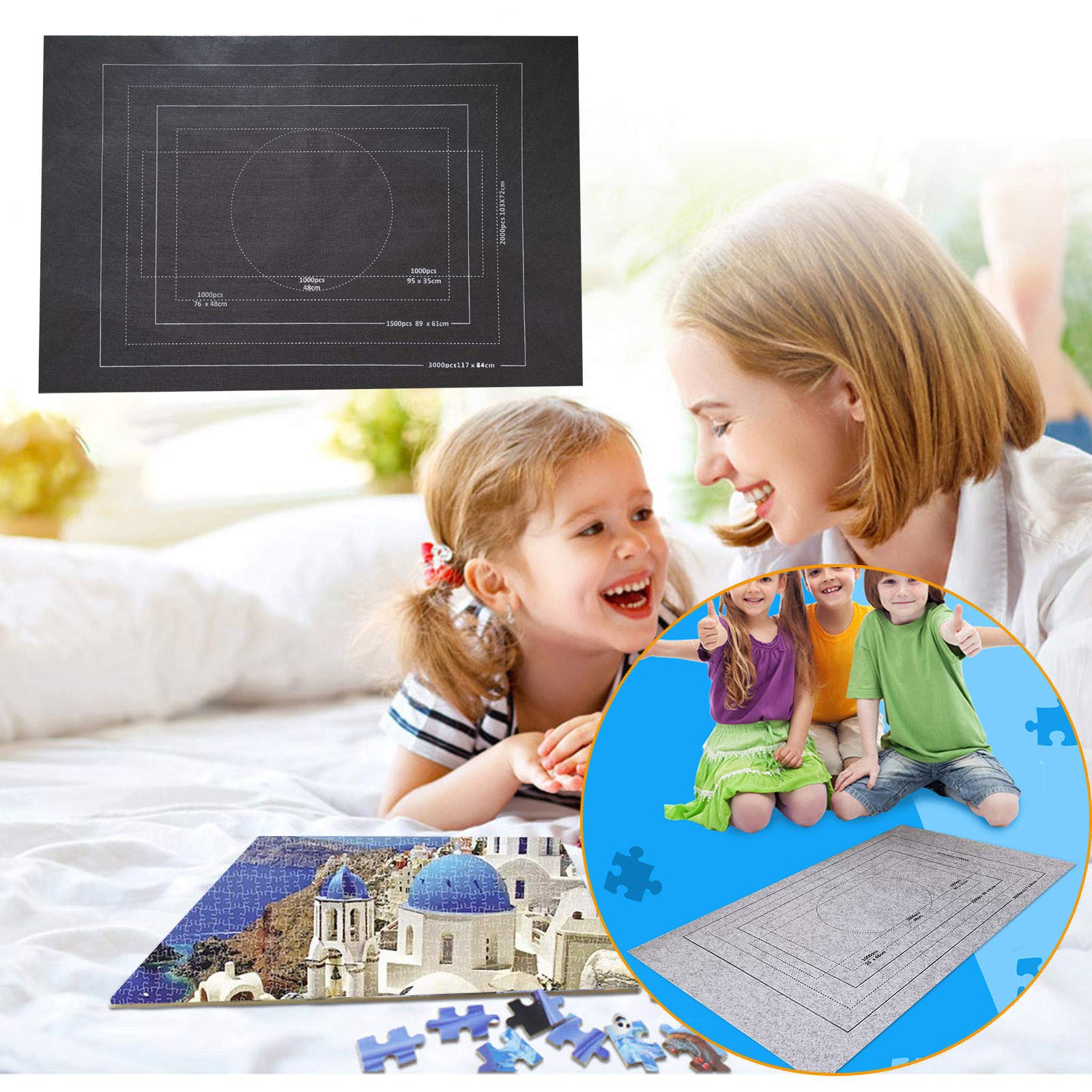 **3000-Piece Puzzle Mat - Non-Slip Puzzle Storage Mat with Roll-Up Design, Portable Puzzle Organizer for Adults & Kids - Perfect for Home, Travel, and Puzzle Enthusiasts (Gray)**