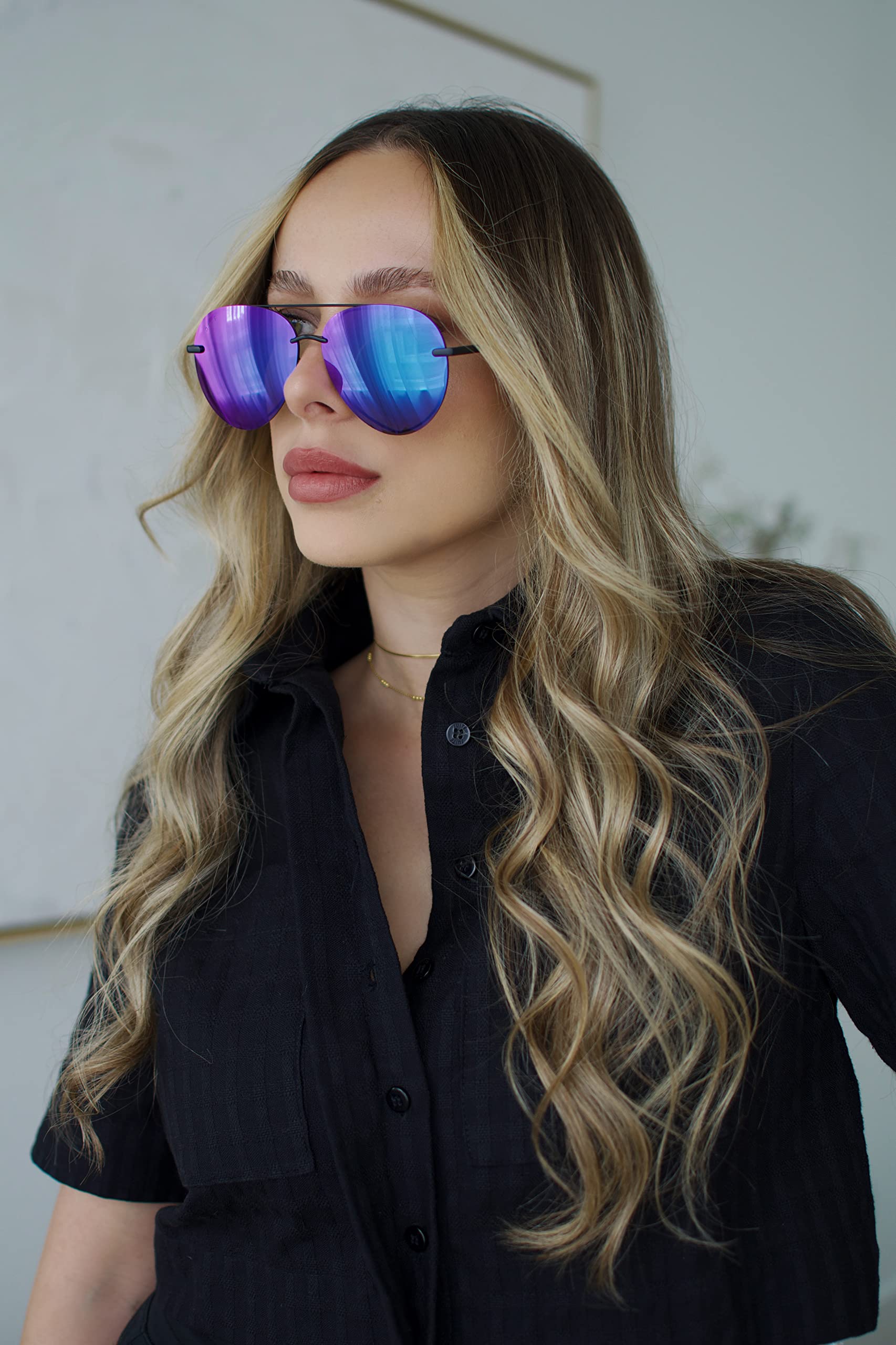 DIFF Lenox Designer Oversized Aviator Sunglasses for Women - UV400 Protection, Stainless Steel Frames - Perfect for Driving, Beach & Outdoor Activities