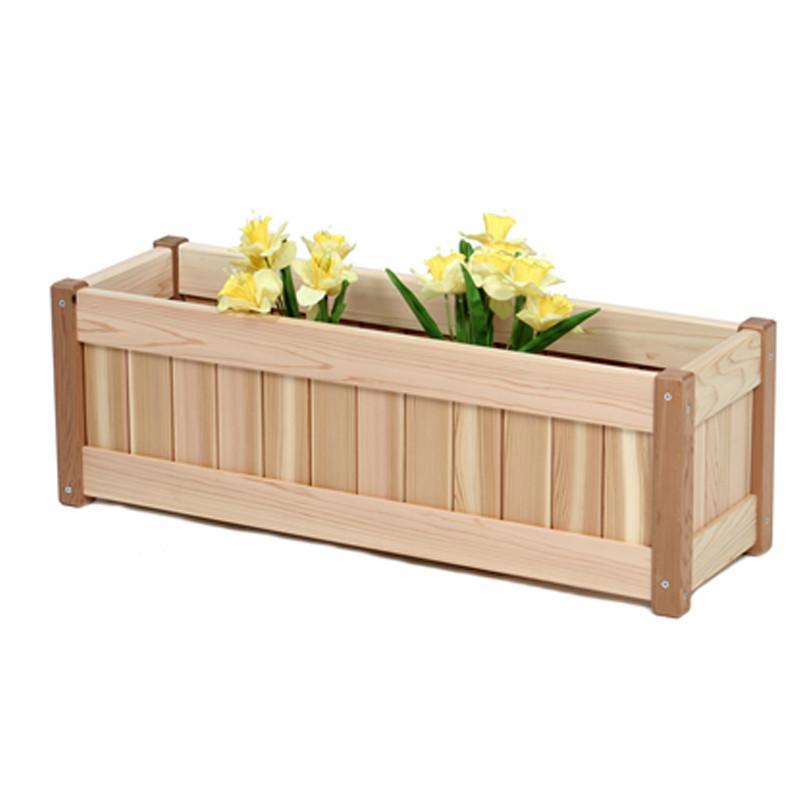 Premium Cedar Planter Box for Outdoor Gardens - Rustic Wooden Flower Box with Drainage Holes - Perfect for Patio, Balcony & Backyard Decor (Natural Wood, 24