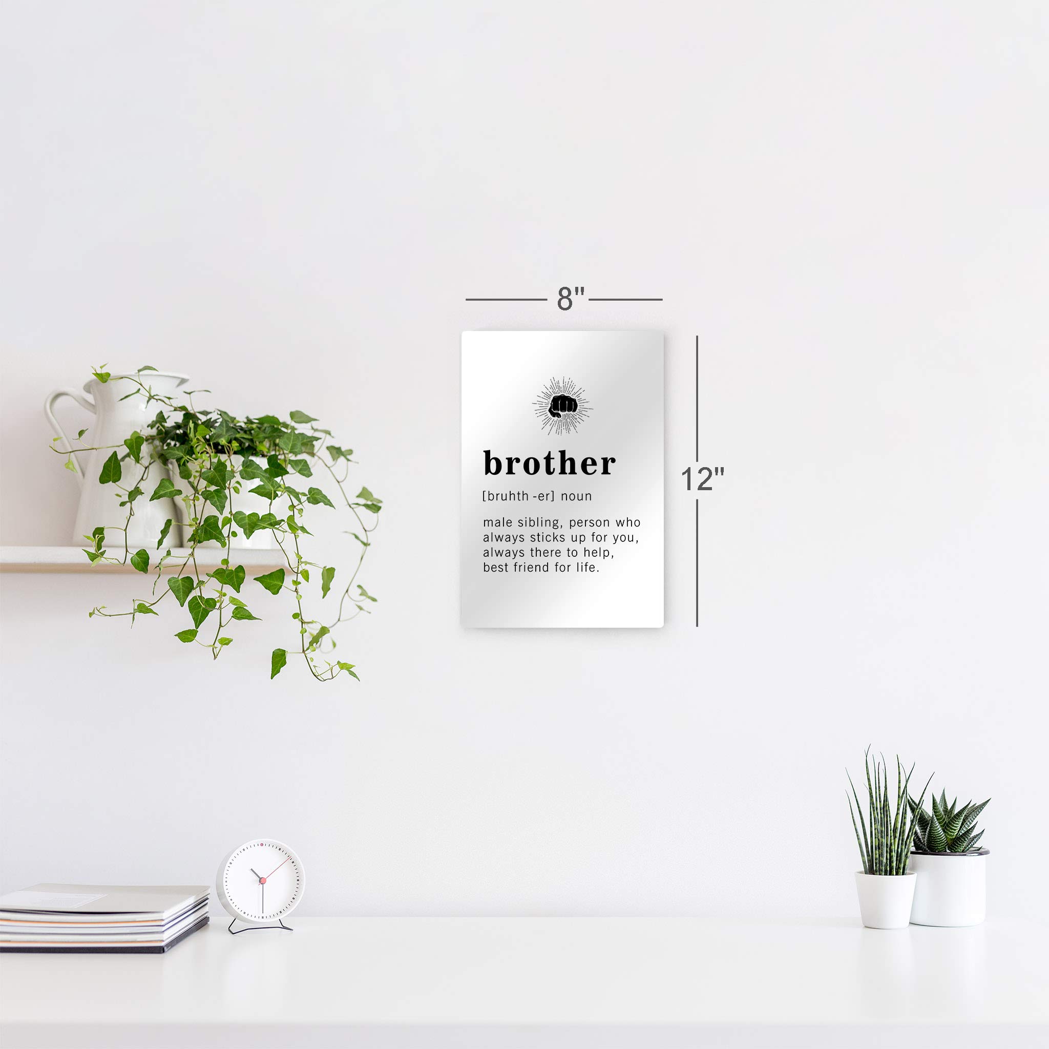 Funny Noun Dictionary Definition of Brother Metal Print - Inspirational Quote Sign for Office, Living Room, Bedroom & Bathroom - Ready to Hang Wall Art Home Decor - Made in USA (36x24) - Perfect for Gifts, Housewarming & Family Spaces