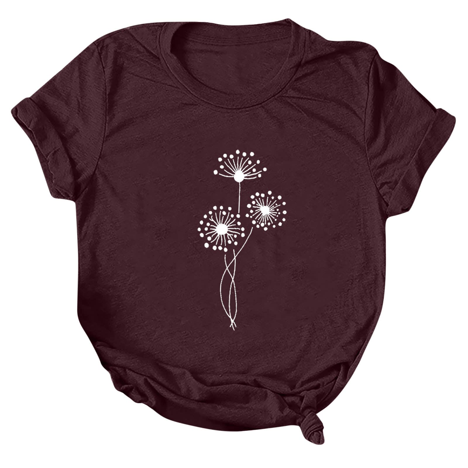 **Women's Dandelion Graphic T-Shirt - Short Sleeve Cute Floral Tee for Casual Summer Outfits | Perfect for Beach Trips, Picnics & Everyday Wear**