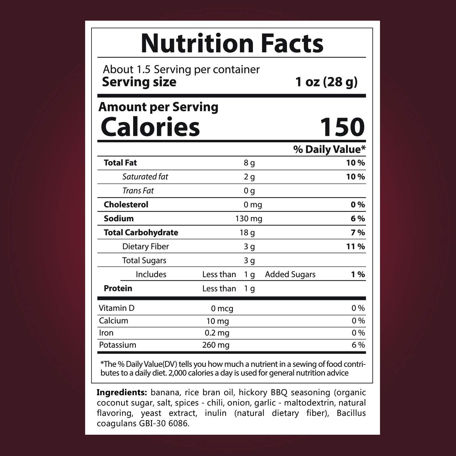 Crunchy Hickory BBQ Banana Chips - Gluten Free, Vegan, Paleo, Non-GMO Dehydrated Fruit Snacks for Adults & Kids | 100% Real Banana | 6 Pack | Perfect for Lunchboxes, Hiking, Office Snacks & Healthy On-the-Go Treats