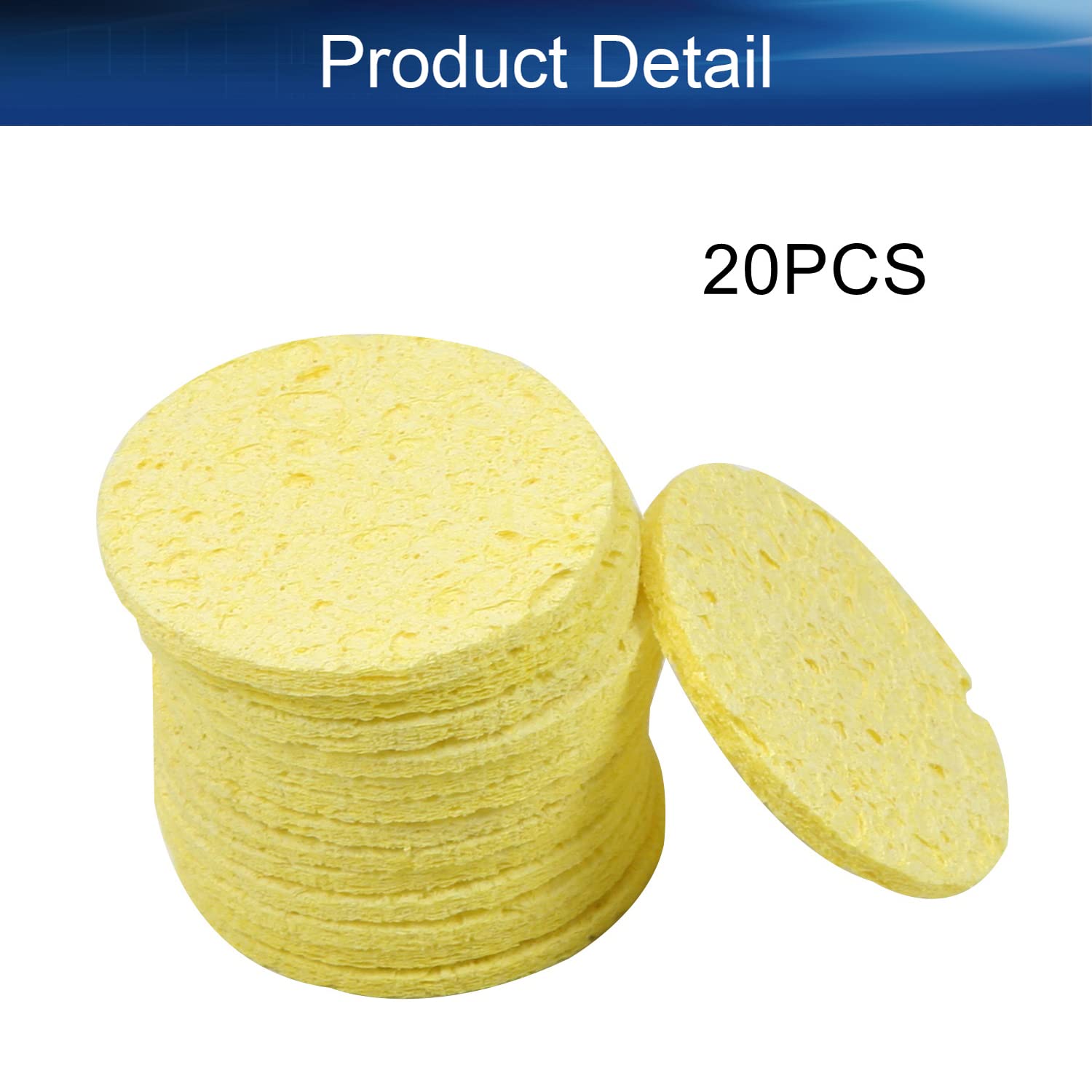 Heyiarbeit 20Pcs 55x55x11mm Soldering Sponge - Replacement Cleaning Sponge for Soldering Iron Tips, Round Yellow - Perfect for Electronics Repair, DIY Projects & Circuit Board Maintenance