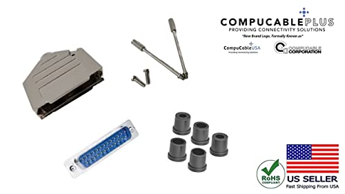 Premium DB25 Male Solder Kit with Full Profile Metal Hood - High Quality D-Sub Connector for Industrial Equipment & Computer Networking (Perfect for RS232 Serial Port Connections)