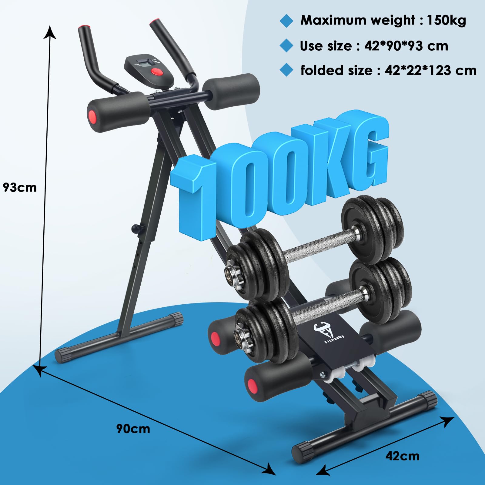 Adjustable Abdominal Trainer Machine for Home & Gym - Core Strength Training Equipment, Foldable Ab Cruncher for Men & Women - Perfect for Home Workouts, Fitness Routines & Core Exercises