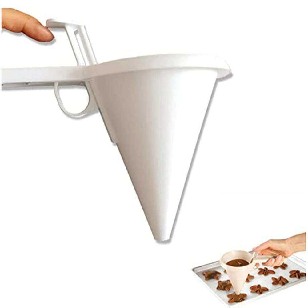1PC White Adjustable Plastic Chocolate Funnel for Baking - Cookie, Cupcake, Pancake & Muffin Decorating - Easy to Use Kitchen Tool for Cake Icing, Dessert Making & DIY Baking Projects