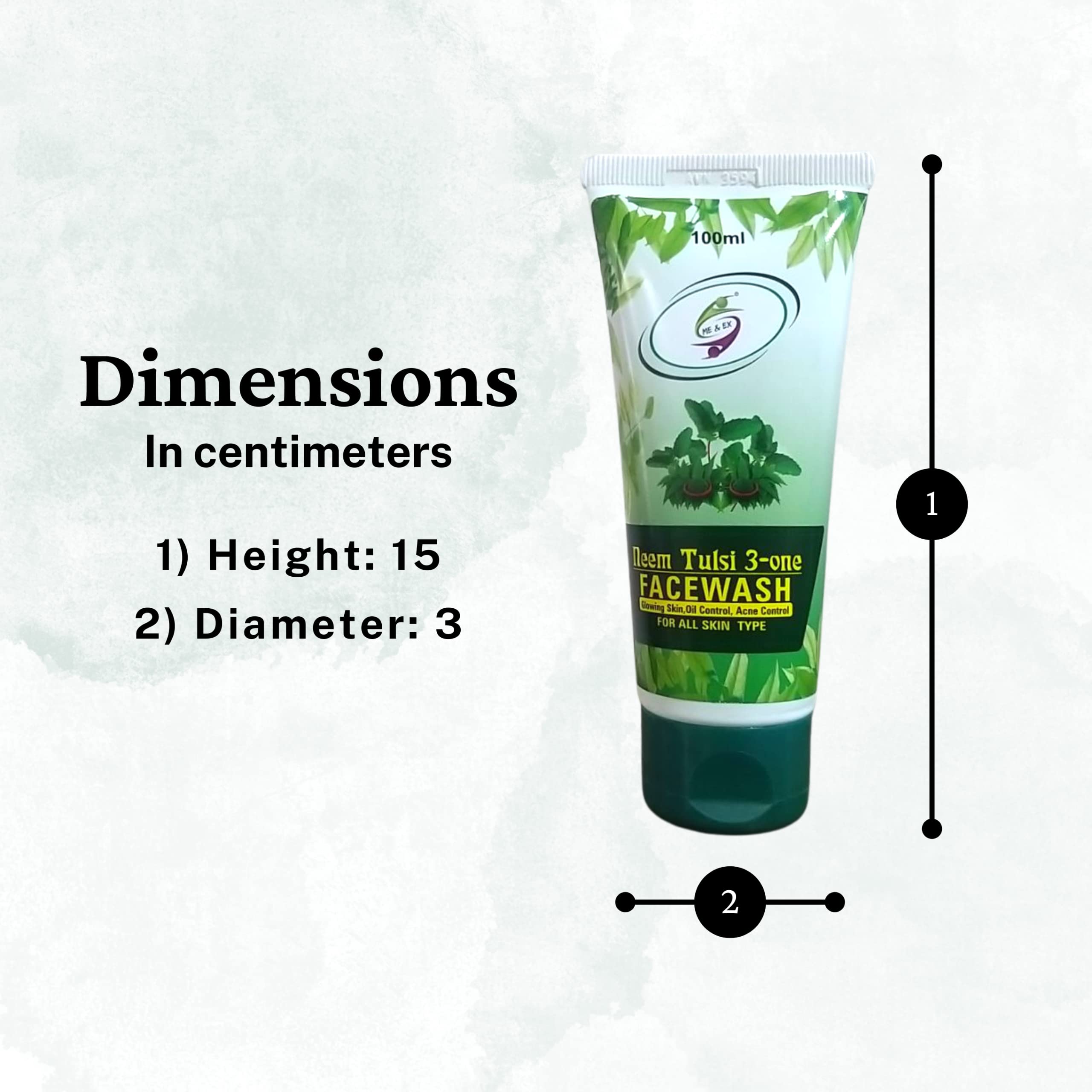 Me & Ex Neem Tulsi 3-in-1 Anti-Aging Face Wash for Glowing Skin | Oil Control & Acne Treatment | 100ml (Pack of 2) | Daily Cleanser for Oily & Acne-Prone Skin | Morning & Night Skincare Routine