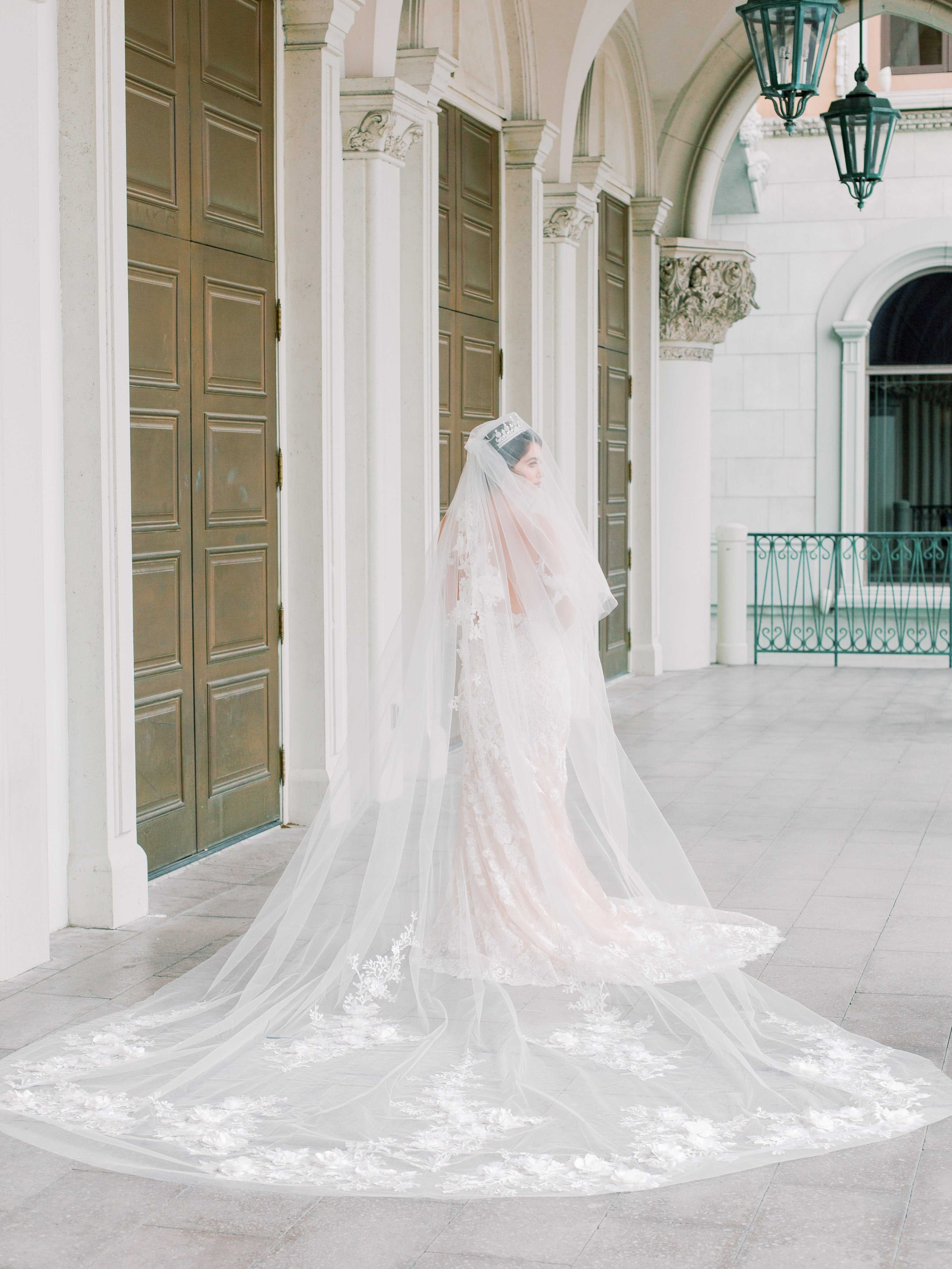 PERSEPHONE 3D Floral and Lace Cathedral Wedding Veil - Elegant Bridal Accessory for Church Ceremonies and Formal Weddings