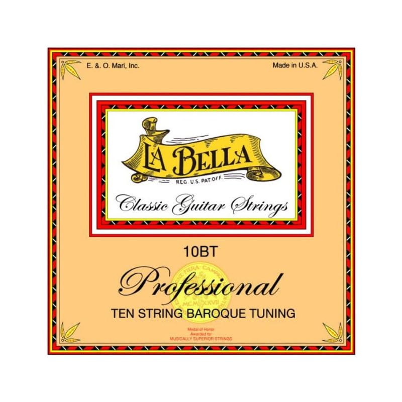 La Bella 10BT Ten String Baroque Tuning Classical Guitar Strings 29-56 - Authentic Renaissance & Baroque Music Strings for Lutes and Historical Instruments