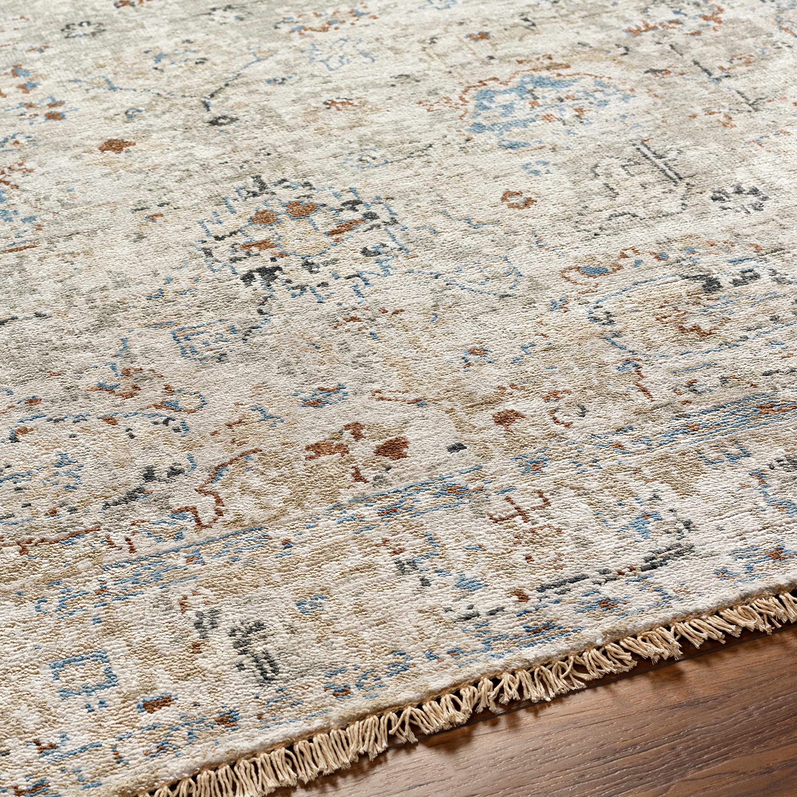 Hauteloom Gonzaga Traditional Area Rug 5' x 8' - Denim, Sky Blue, Dark Red - Perfect for Living Room & Bedroom Decor - Soft & Durable Handmade Rug for Home, Office, or Dorm