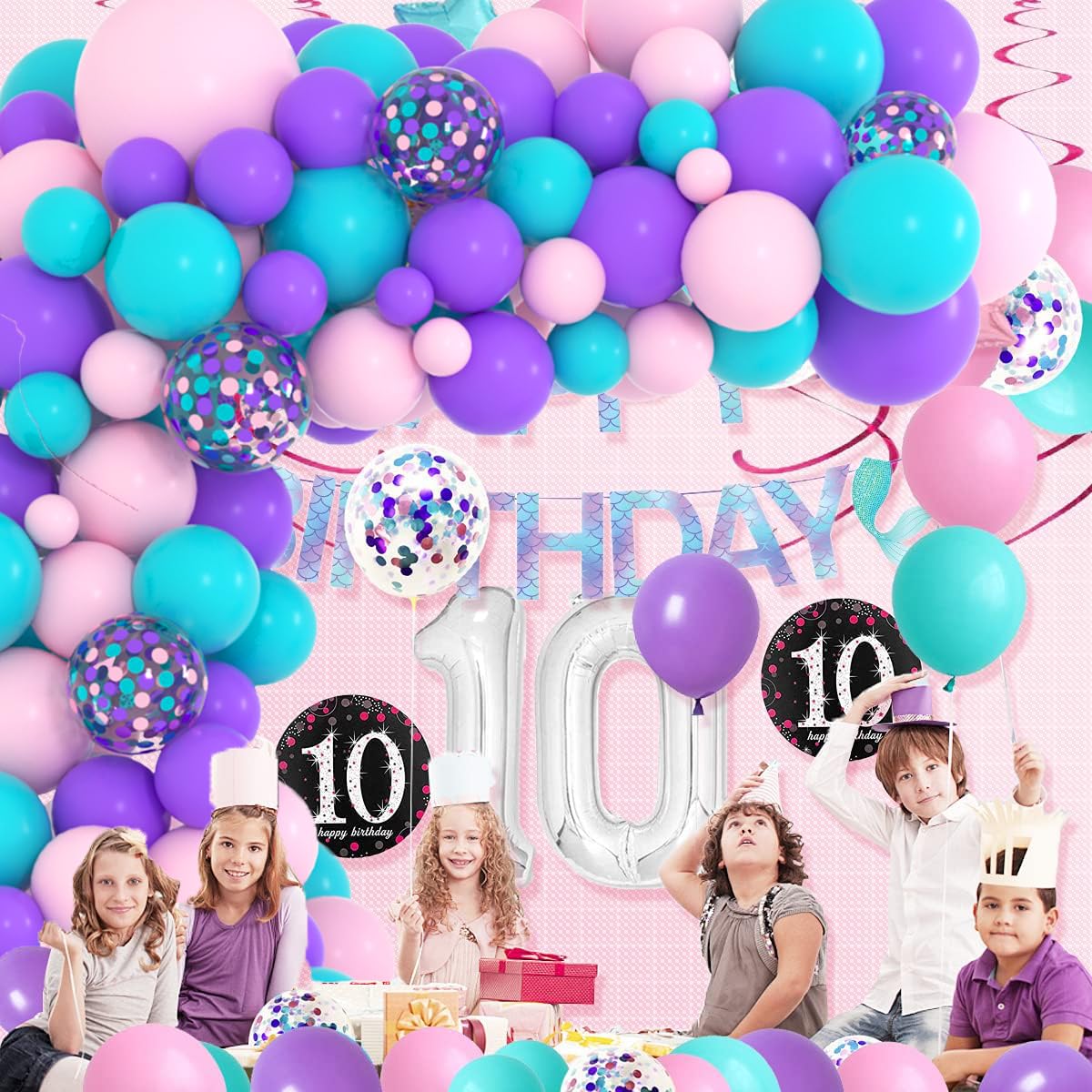 Teal Blue Pink Purple Balloon Arch Garland Kit - Aqua Turquoise Balloons for Under the Sea Princess Birthday, Baby Shower & Baby Girl Party Decorations | Perfect for Birthday Parties, Baby Showers, Gender Reveals & Ocean-Themed Events