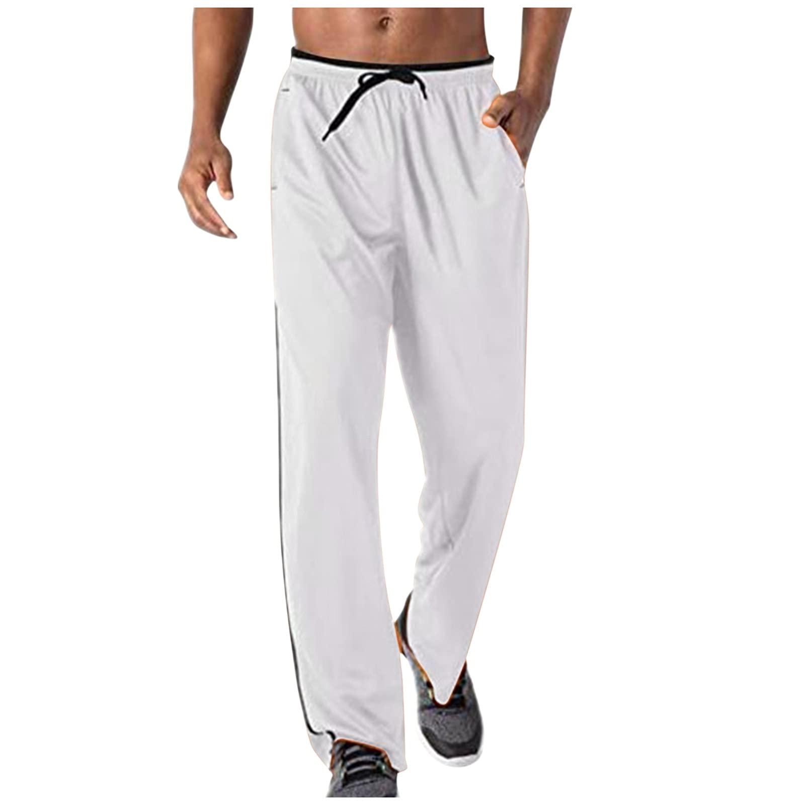 Men's Jogger Pants with Zipper Pockets - Breathable Mesh Running Sweatpants for Men - Comfortable Workout & Lounge Pants for Gym, Sports & Casual Wear