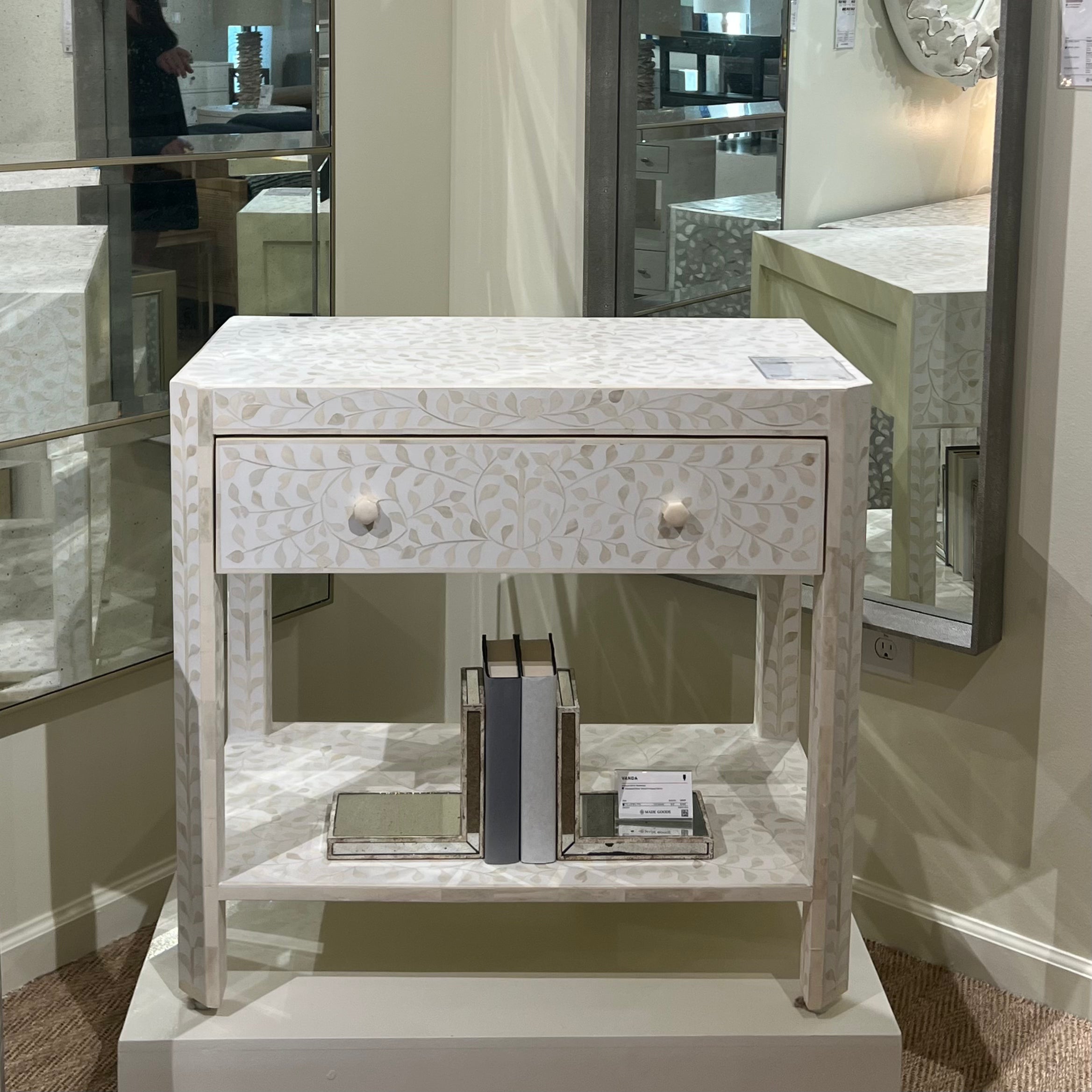 Lexi Double Nightstand - Natural Bone & White Resin Bedside Table with Storage Drawers | Perfect for Bedroom, Guest Room, or Apartment Decor