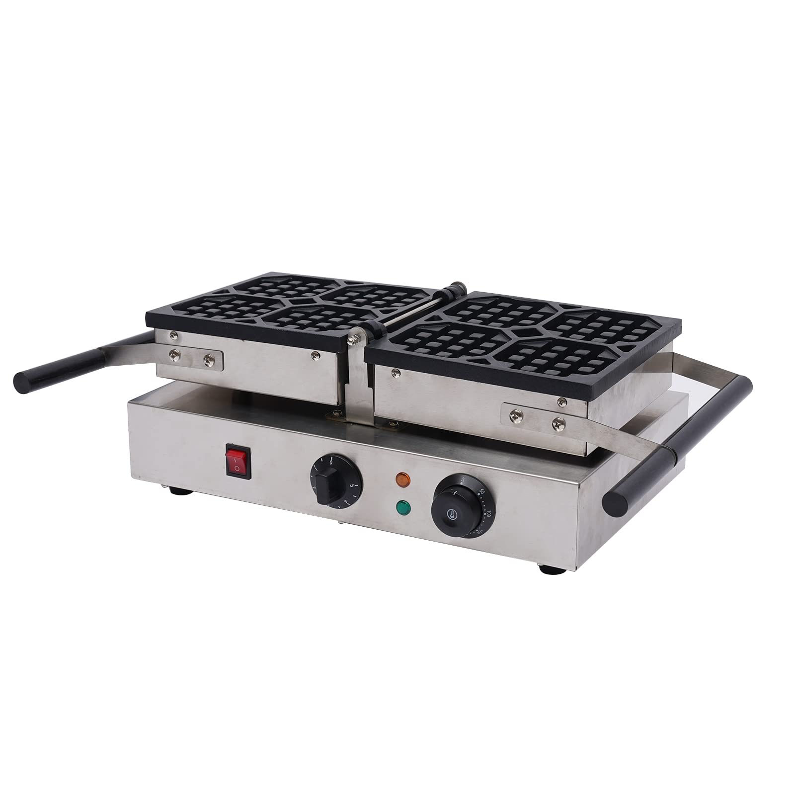 Premium Belgian Waffle Maker 1600W - 4 Slice Stainless Steel Waffle Iron with Non-Stick Plates - Perfect for Breakfast, Brunch & Family Gatherings - 110V US Plug