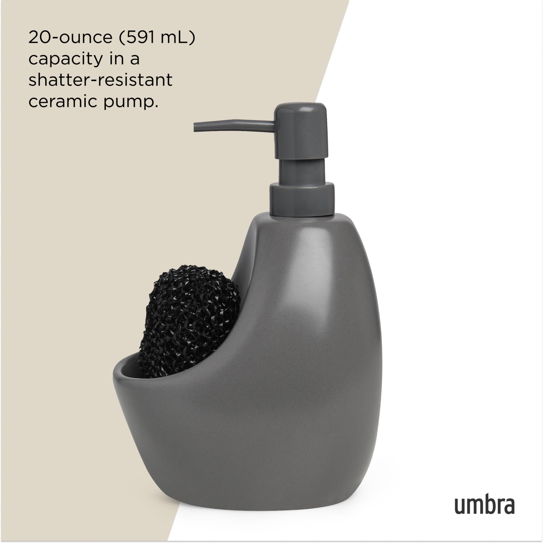 Joey Soap Pump & Scrubby - Hands-Free Foaming Soap Dispenser with Built-in Scrub Brush for Kitchen, Bathroom, and Sink Cleaning (BPA-Free) - Perfect for Dishes, Countertops, and Household Chores